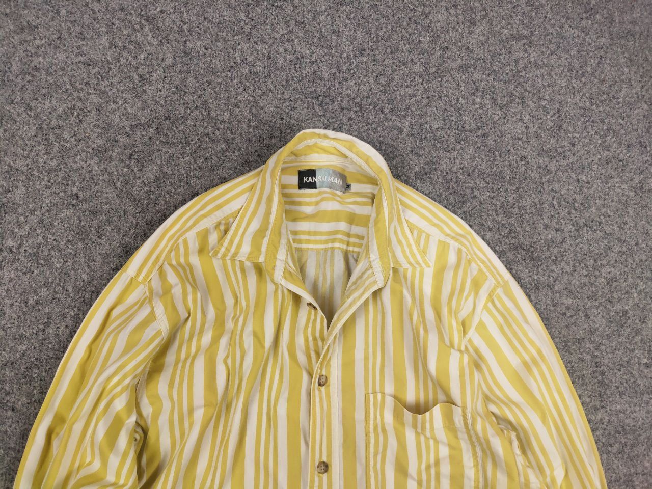 Kansai Yamamoto Vintage 90's Kansai Yamamoto Man Striped Yellow Casual shirt Size US M / EU 48-50 / 2 - 4 Thumbnail