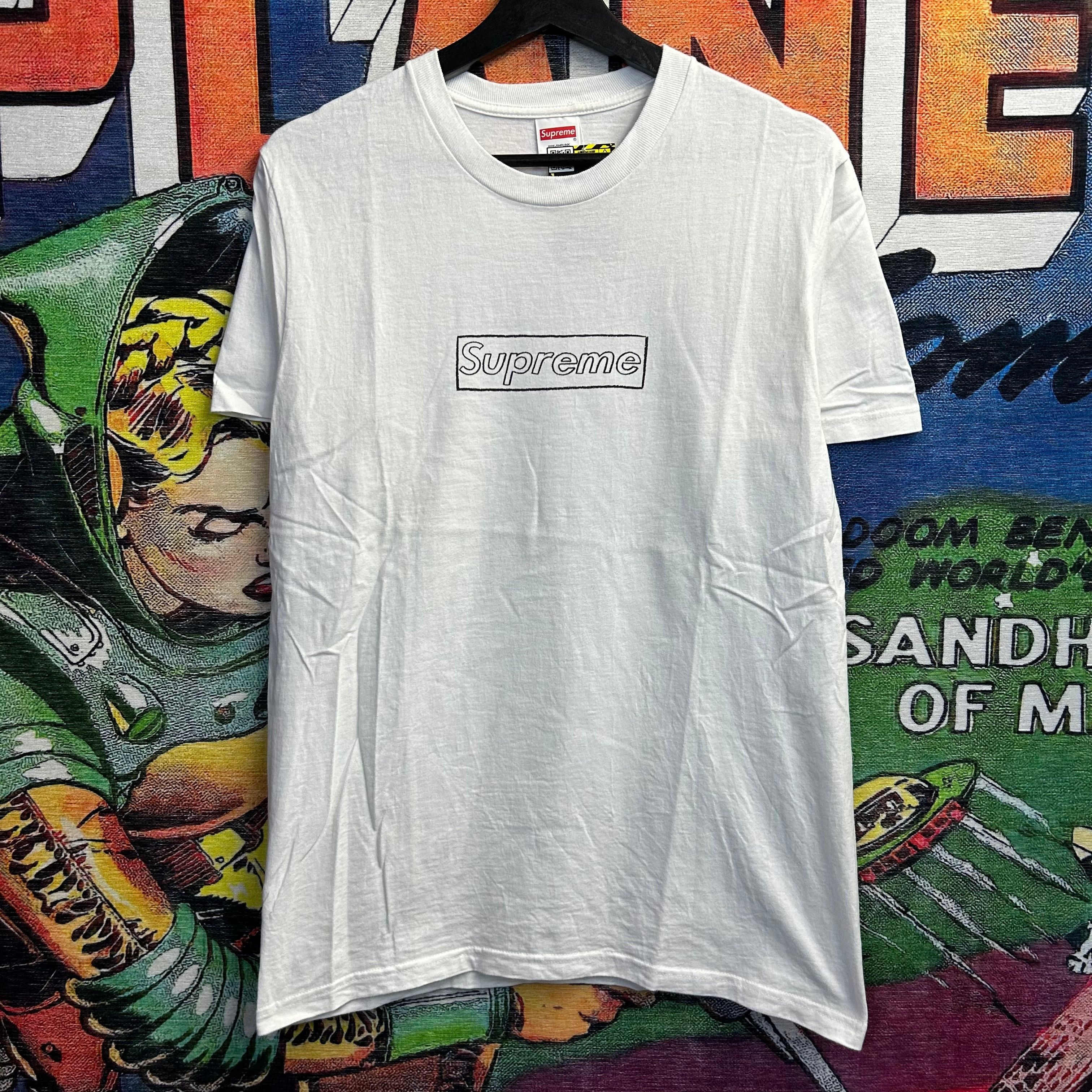 image of Kaws Chalk Box Logo Ss21 Tee Size Small in White, Men's