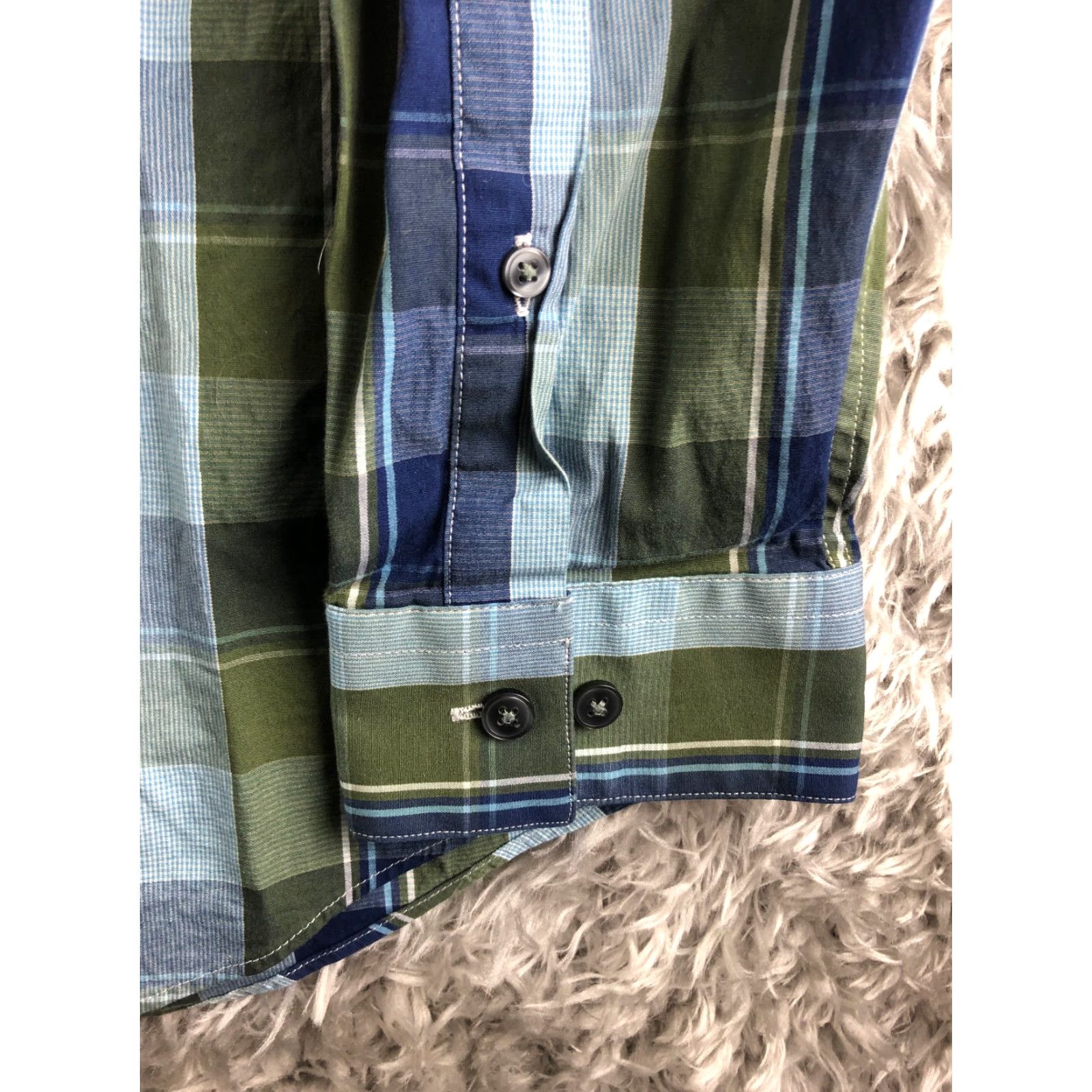 Apt. 9 Apt. 9 Slim Fit Mens 17 34/35 Blue Striped Long Sleeve Spread Collar Shirt Shirt Mens Regular Blue 1990s Modern Classic Shirt Size US L / EU 52-54 / 3 - 3 Thumbnail