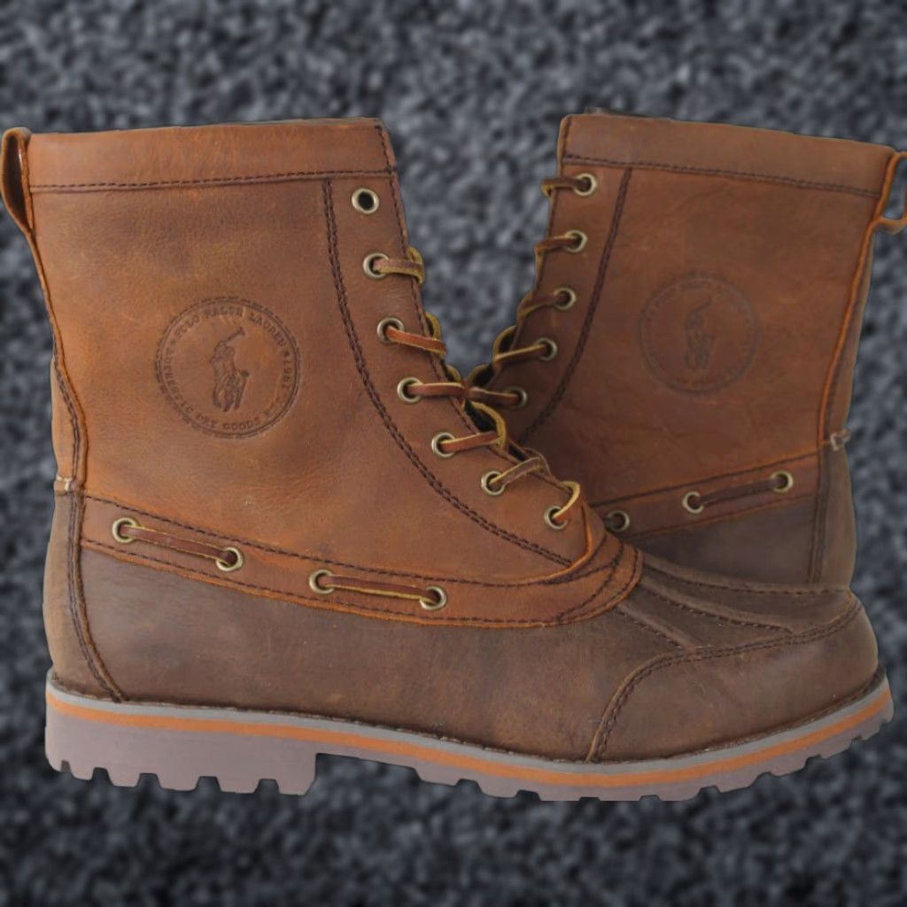 Polo Ralph Lauren POLO Ralph Lauren Whitsand Leather Boots Tan Brown NWT Combat Boots Men 8 Leather Upper Brown Sole Lace Up Mens Size US M / EU 48-50 / 2 - 1 Preview