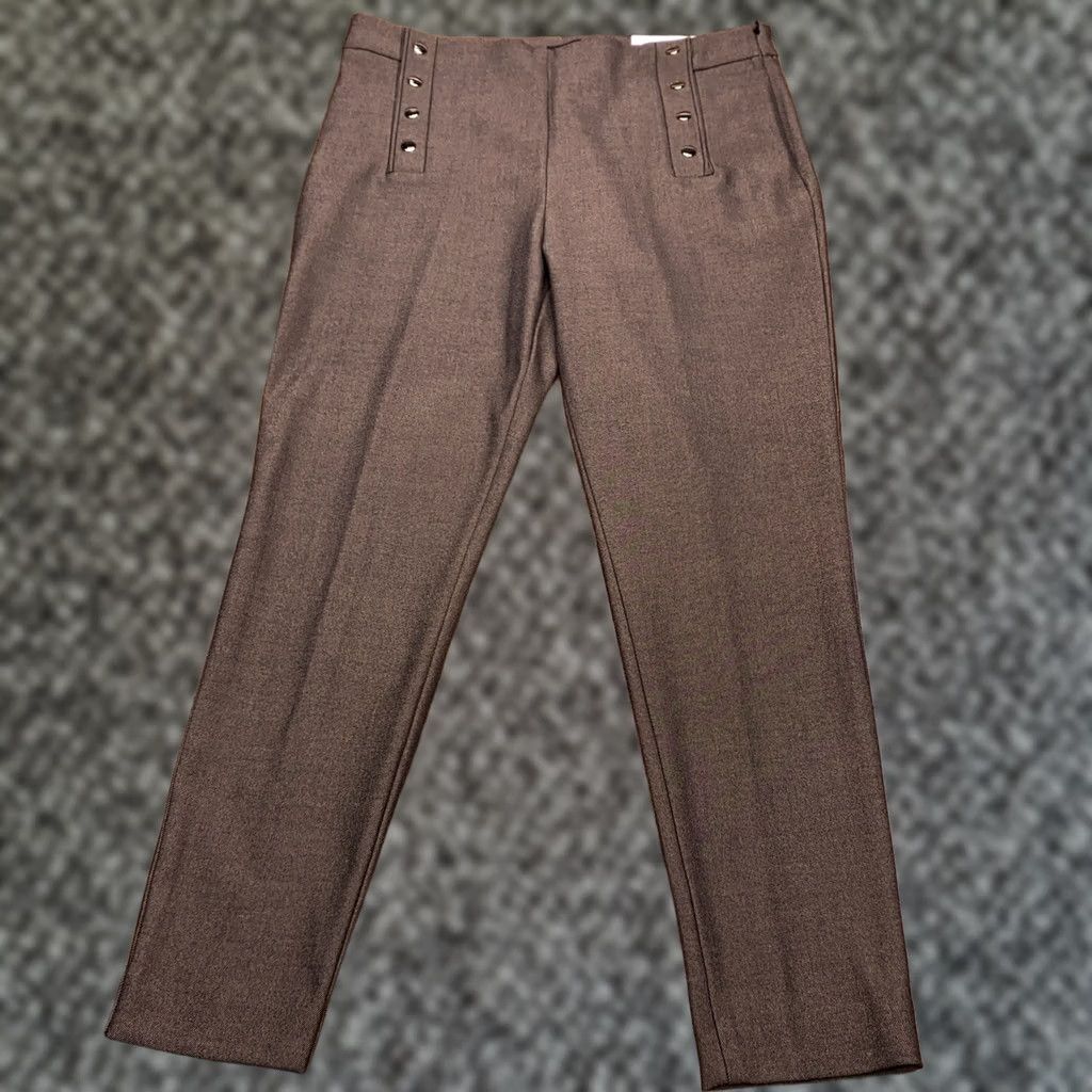 Ann Taylor Ann Taylor Pants Slim Ankle High Rise Bi Stretch 27in Inseam Brown Solid Polyester Blend Workwear City Mens? Women's? Size 36" / US 14 / IT 50 - 1 Thumbnail