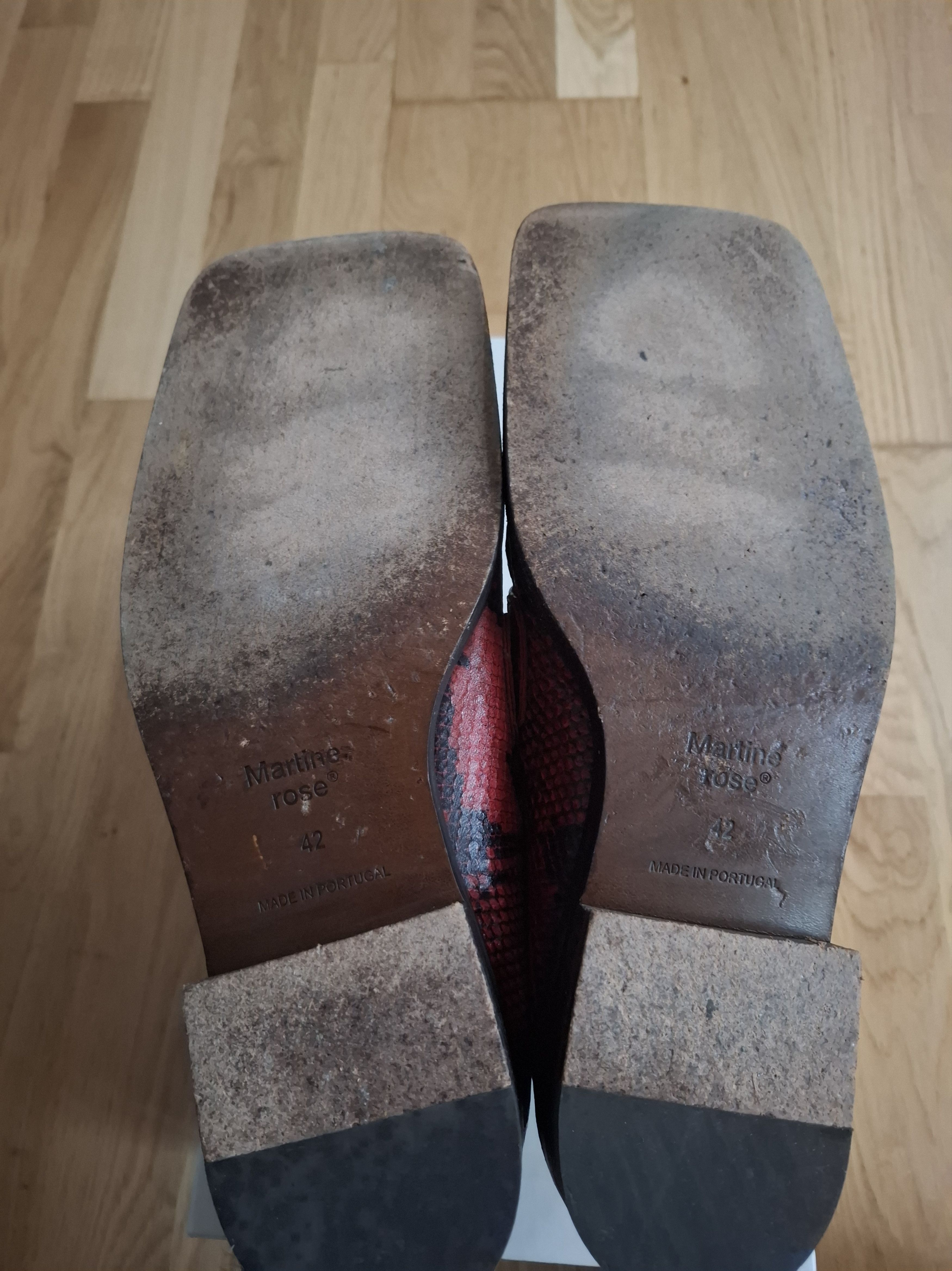 Martine Rose Red leather snake-print mule loafers Size US 9 / EU 42 - 9 Thumbnail