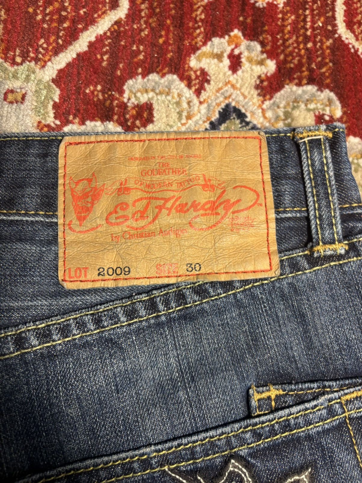 Ed Hardy ED HARDY "LOT 2009" SKULL & ROSES JEANS Size US 30 / EU 46 - 3 Thumbnail