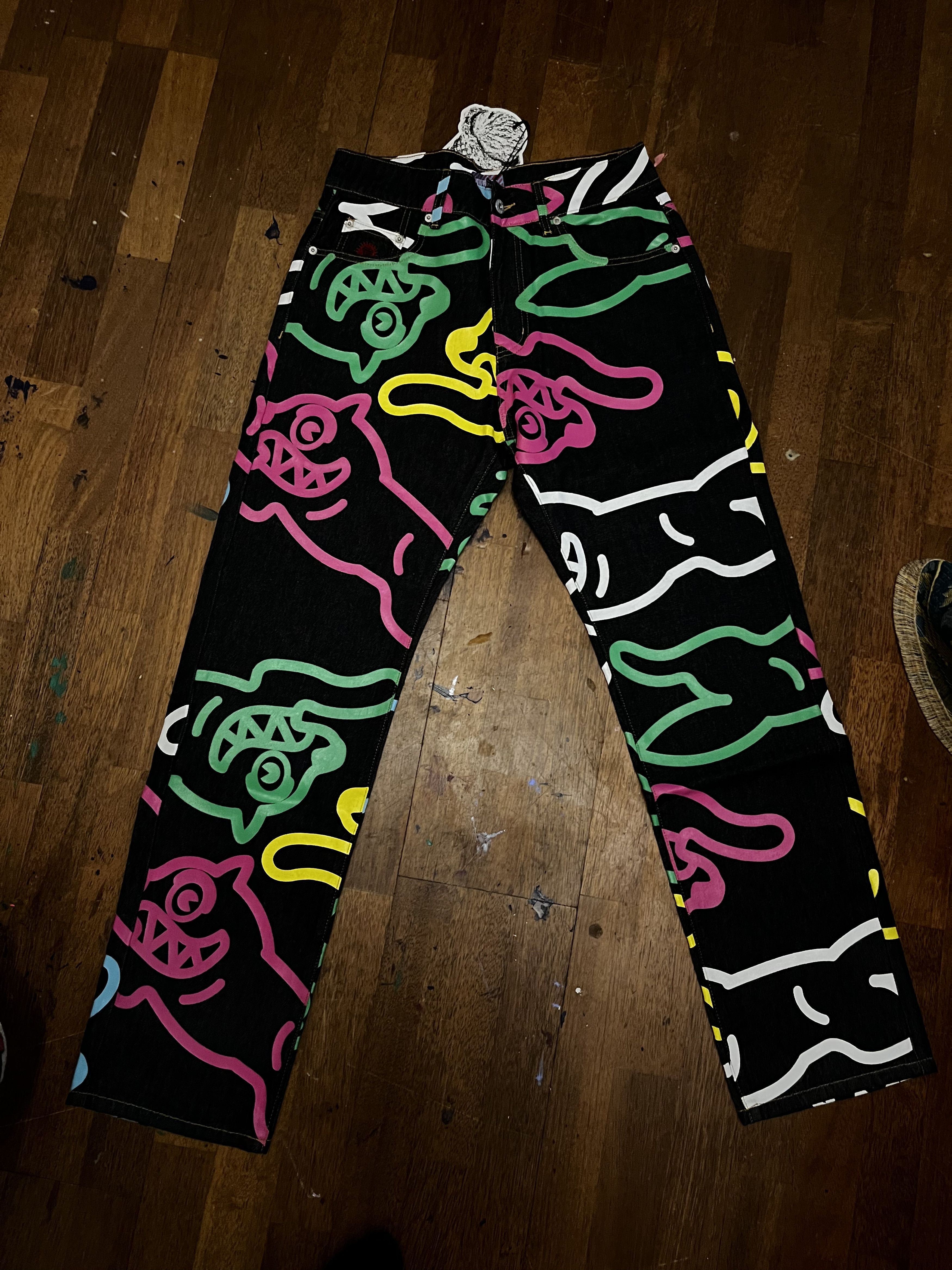 Billionare boys club all over running dogs jeans