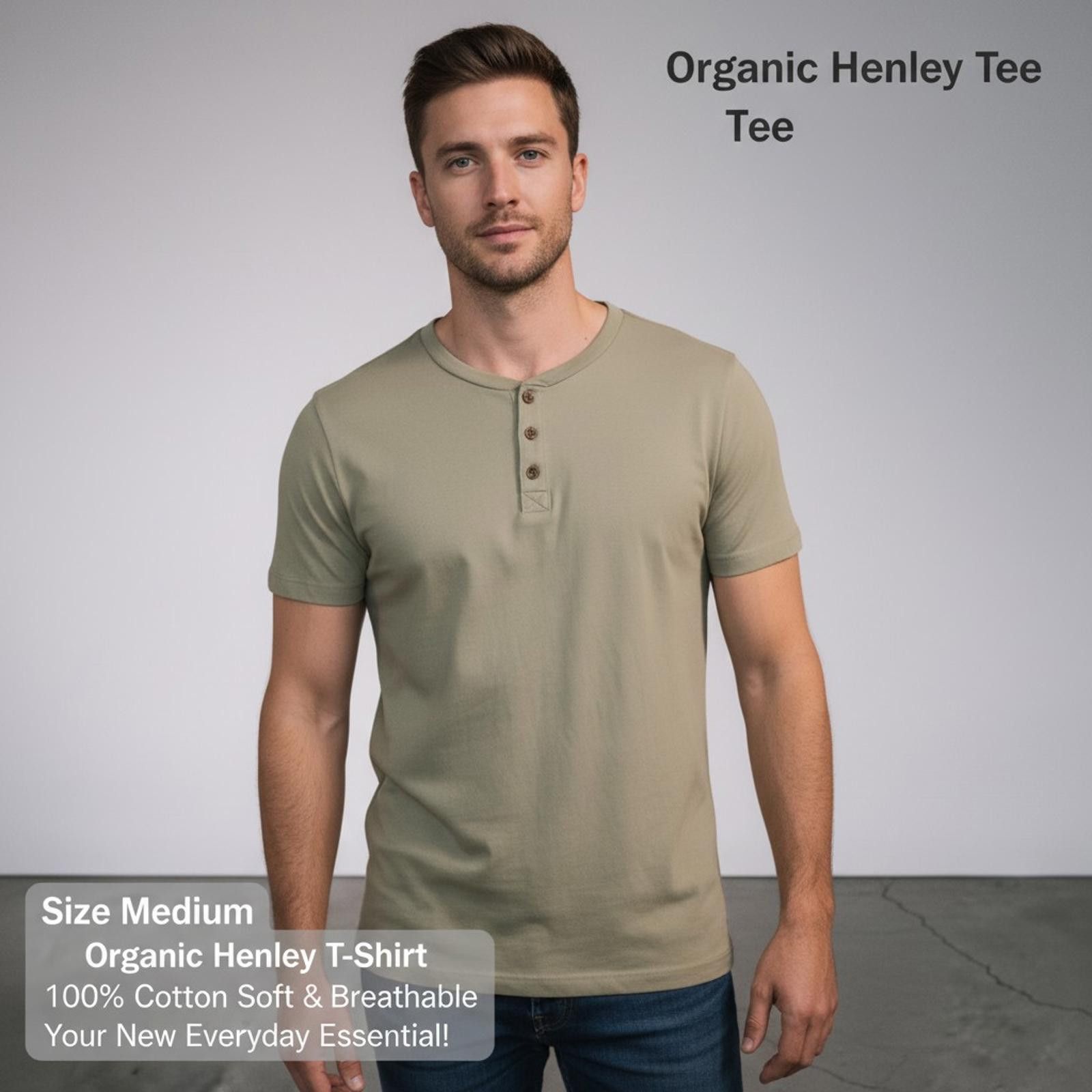 Midnight Organic Organic Henley Tee T-Shirt Medium Size US M / EU 48-50 / 2 - 1 Thumbnail