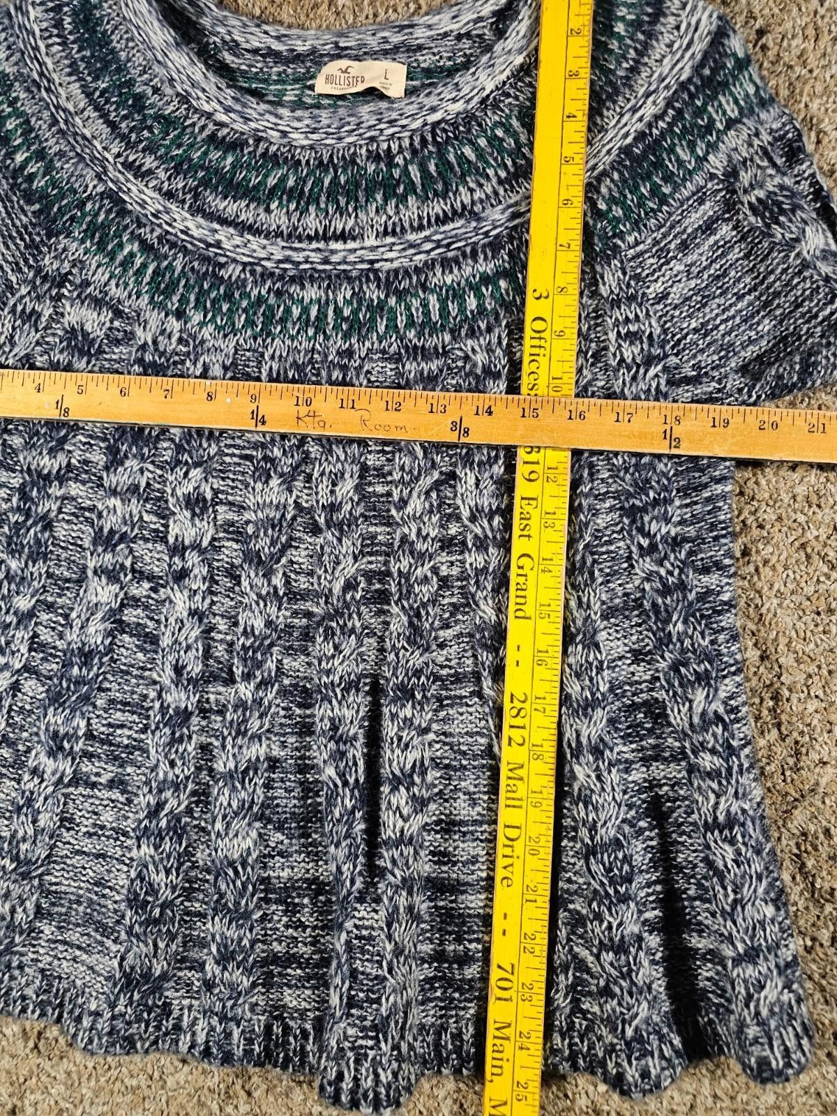 Hollister Hollister L Blue Cable Knit Sweater Size L / US 10 / IT 46 - 4 Thumbnail