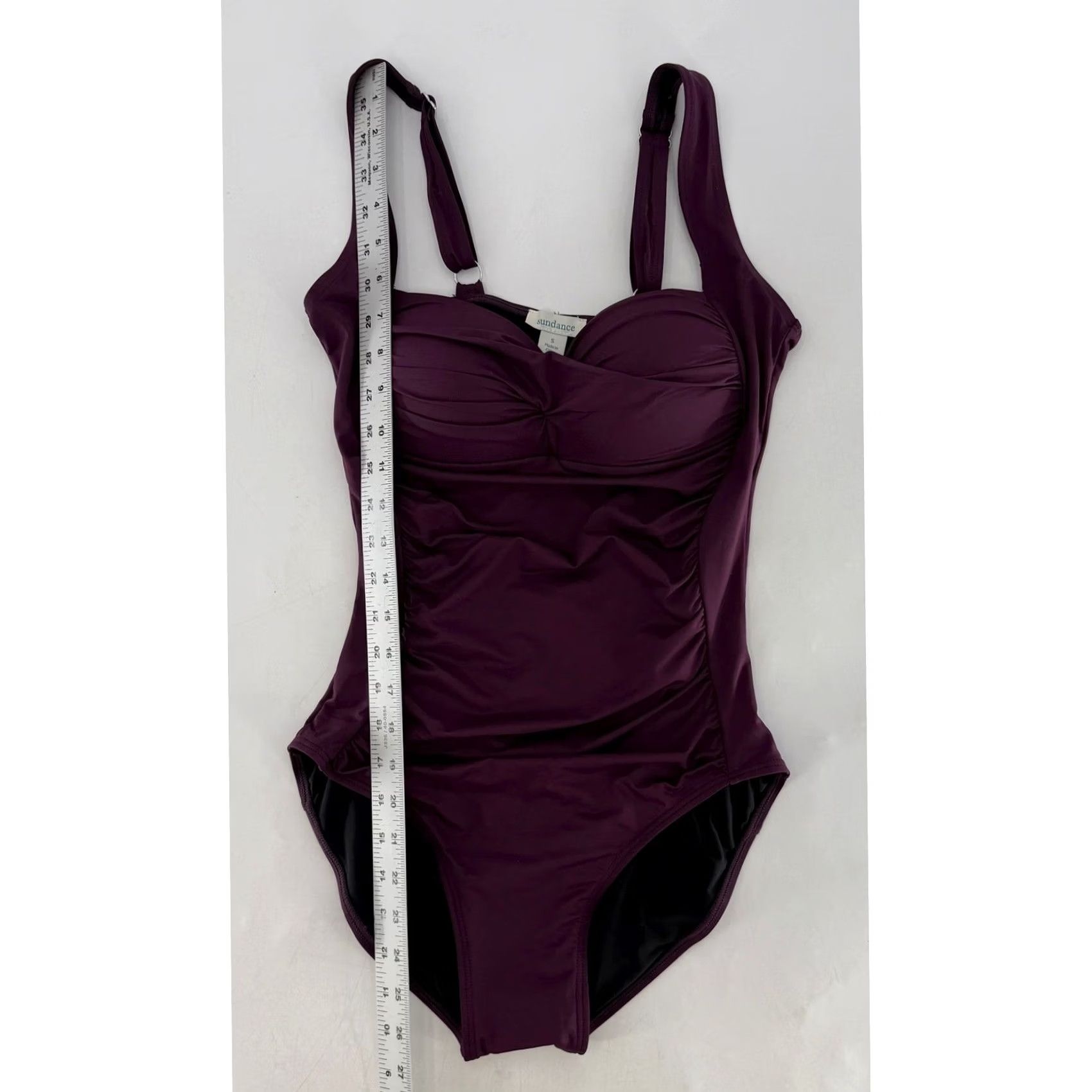 Vintage Sundance One Piece Swimsuit Ruched Plum Purple Sz Sm Beach Boho Mature Size ONE SIZE - 5 Thumbnail