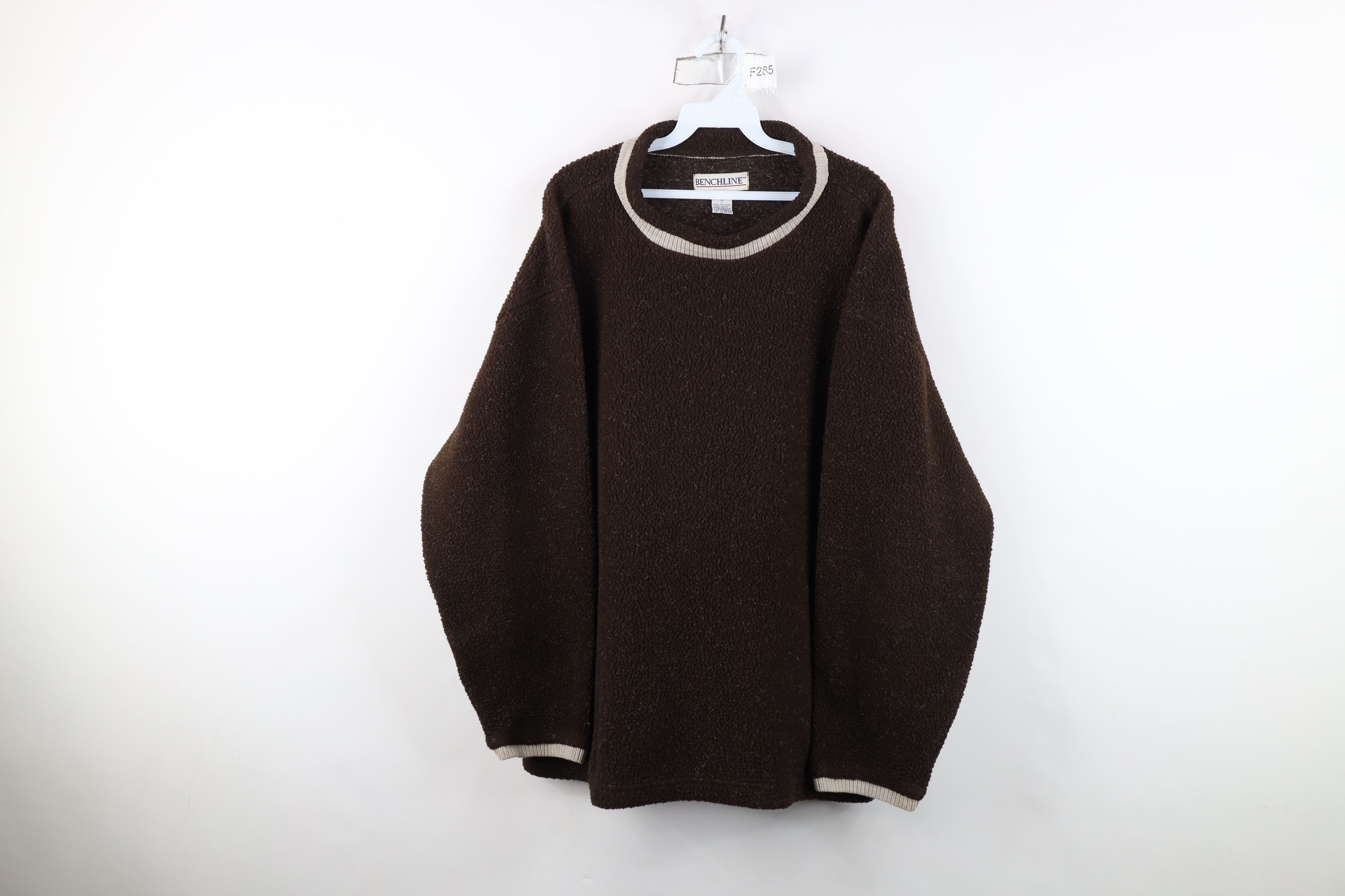 Vintage Vintage 90s Streetwear Fit Deep Pile Fleece Sweater Brown Size US L / EU 52-54 / 3 - 1 Thumbnail
