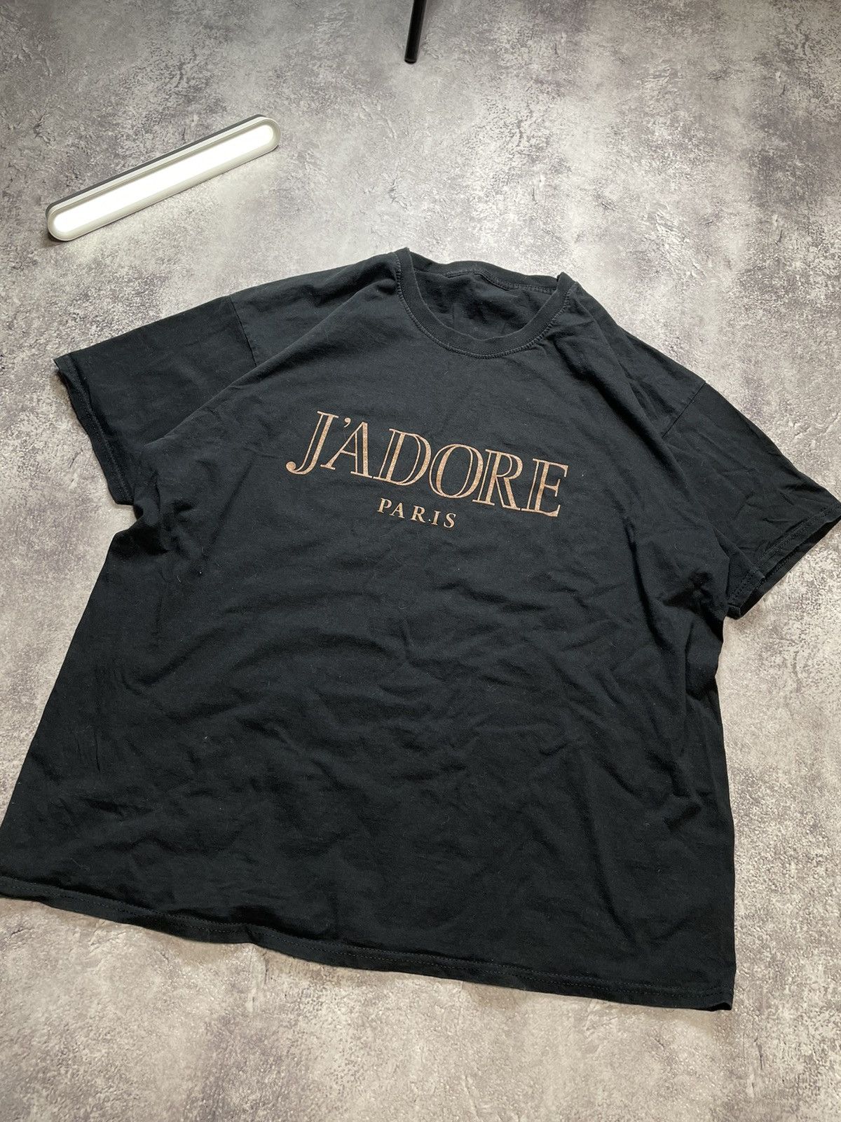 Fruit Of The Loom J'adore Paris Vtg Faded Black 00s Streetwear Tee Size US XL / EU 56 / 4 - 5 Thumbnail