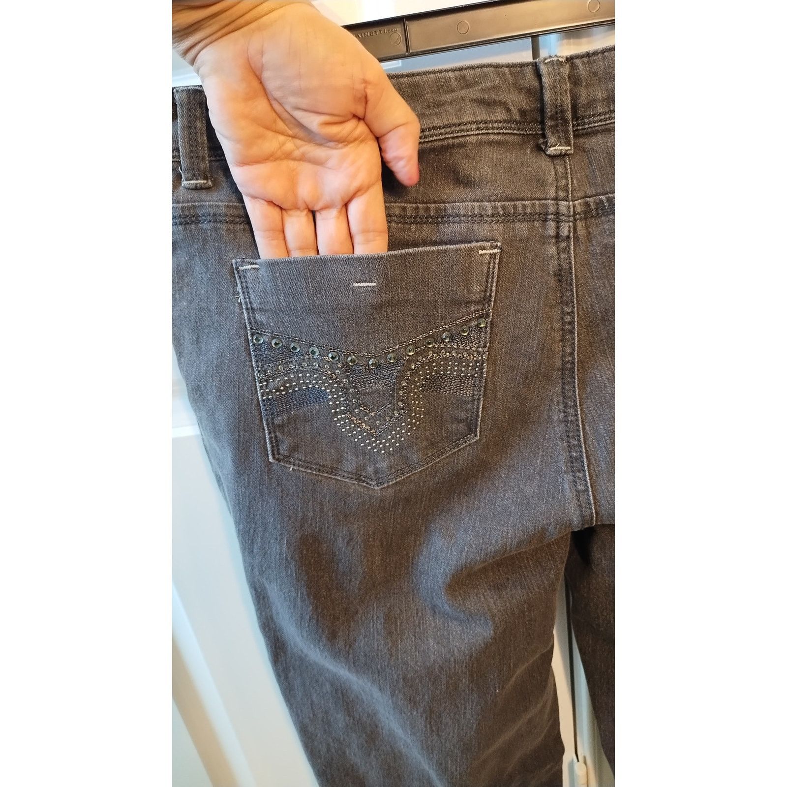 Bacco Bucci Baccini Women Stretch Straight Leg Gray Denim Jeans Size 14 Size 36" / US 14 / IT 50 - 8 Thumbnail