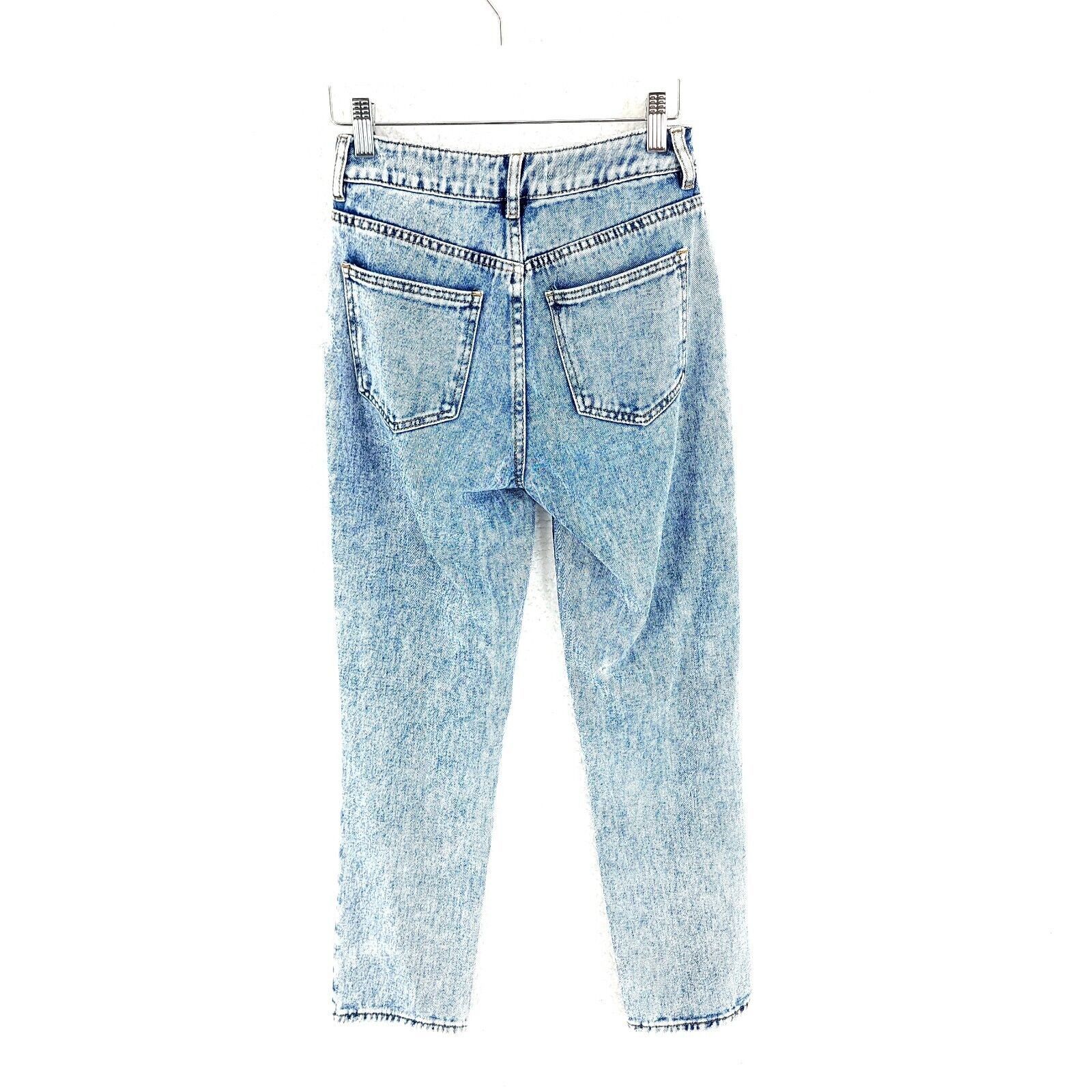 Pacsun PacSun Acid Wash Blue Denim Mom Jeans Distressed Size 23 Mid Size 25" / US 0 / IT 36 - 6 Thumbnail