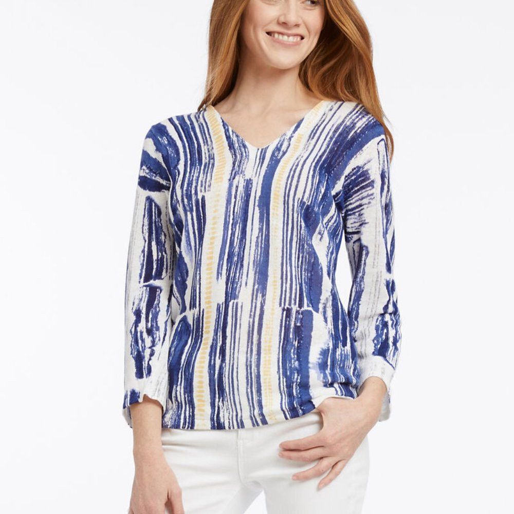 NIC+ZOE Nic + Zoe SAIL AWAY TOP Tunic Blue White Size S Size S / US 4 / IT 40 - 1 Thumbnail