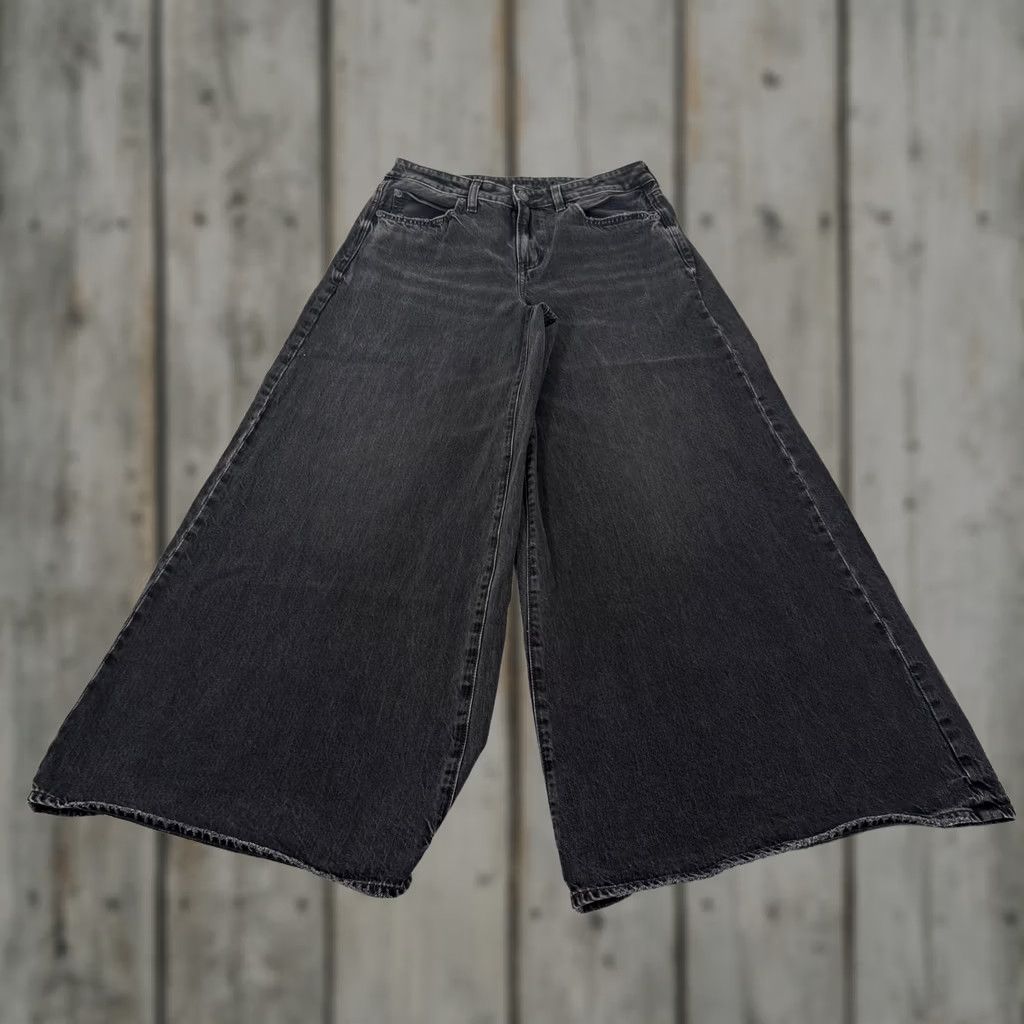 American Eagle Outfitters American Eagle Jeans Womens 6 Black Wide Leg Baggy Denim Pants Stretch Size 28" / US 6 / IT 42 - 1 Thumbnail