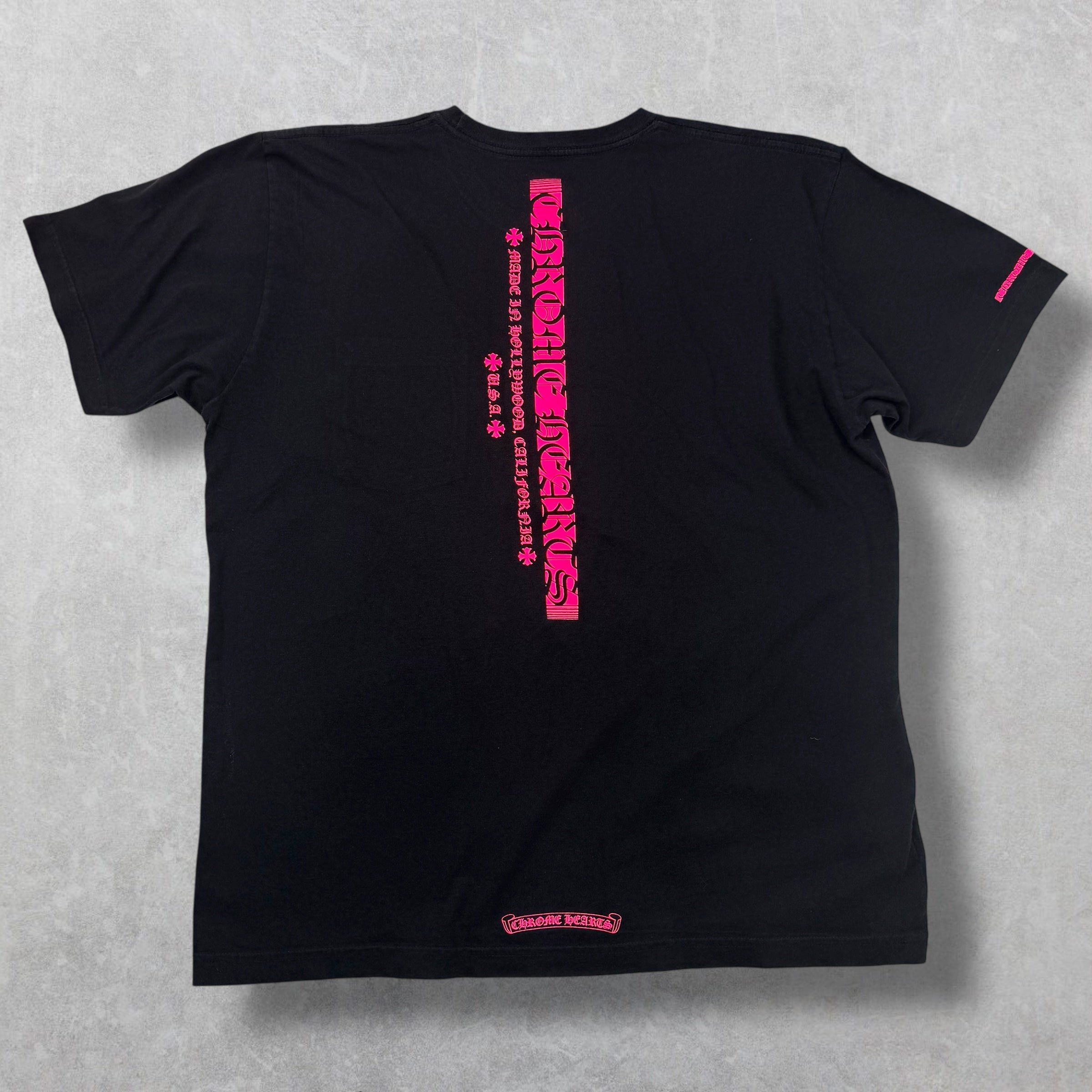 Chrome Hearts Chrome Hearts Neon Pink Stripe Logo Tee XL | Grailed