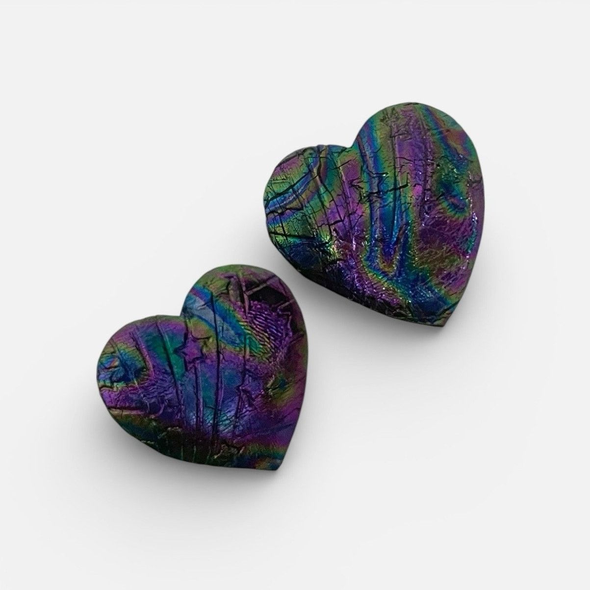 Vintage Vintage Purple Iridescent Heart Statement Stud Earrings Size ONE SIZE - 1 Thumbnail
