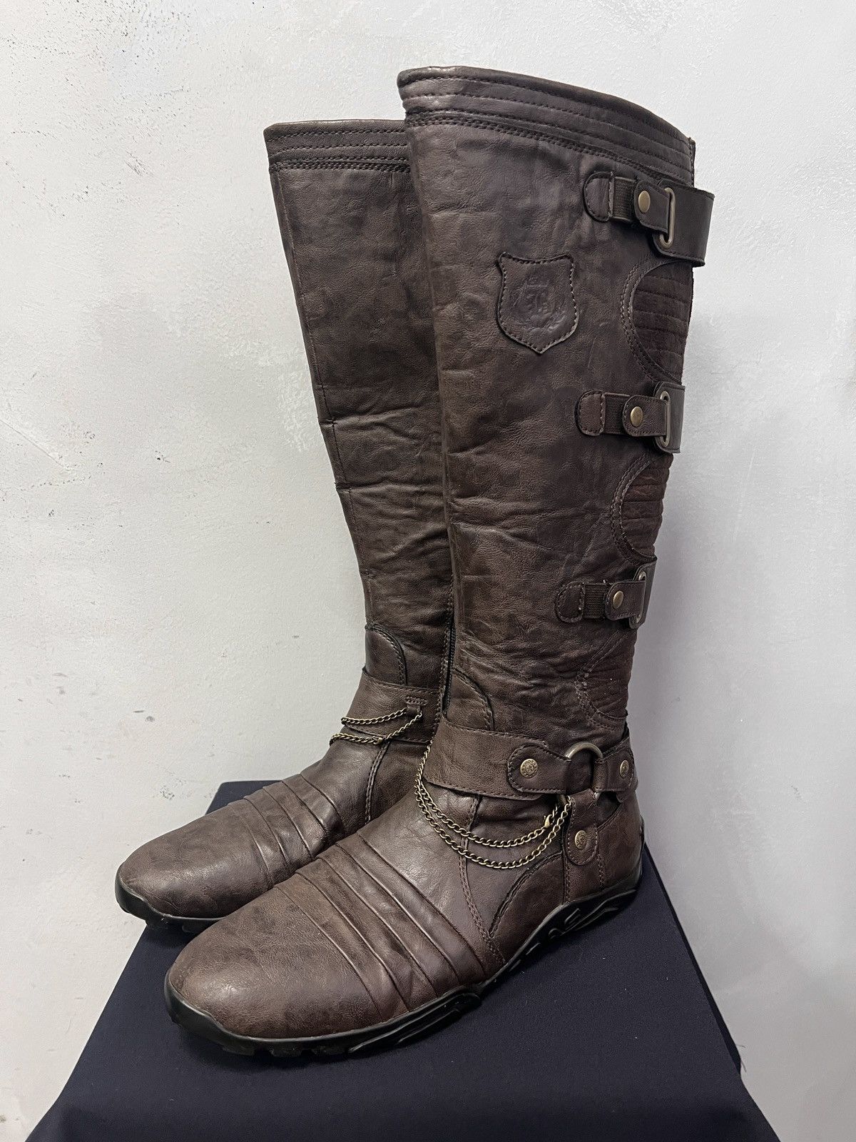 14th Addiction Leather hight moto Balenciaga style straps moto boxing boots Size US 8 / EU 41 - 3 Thumbnail