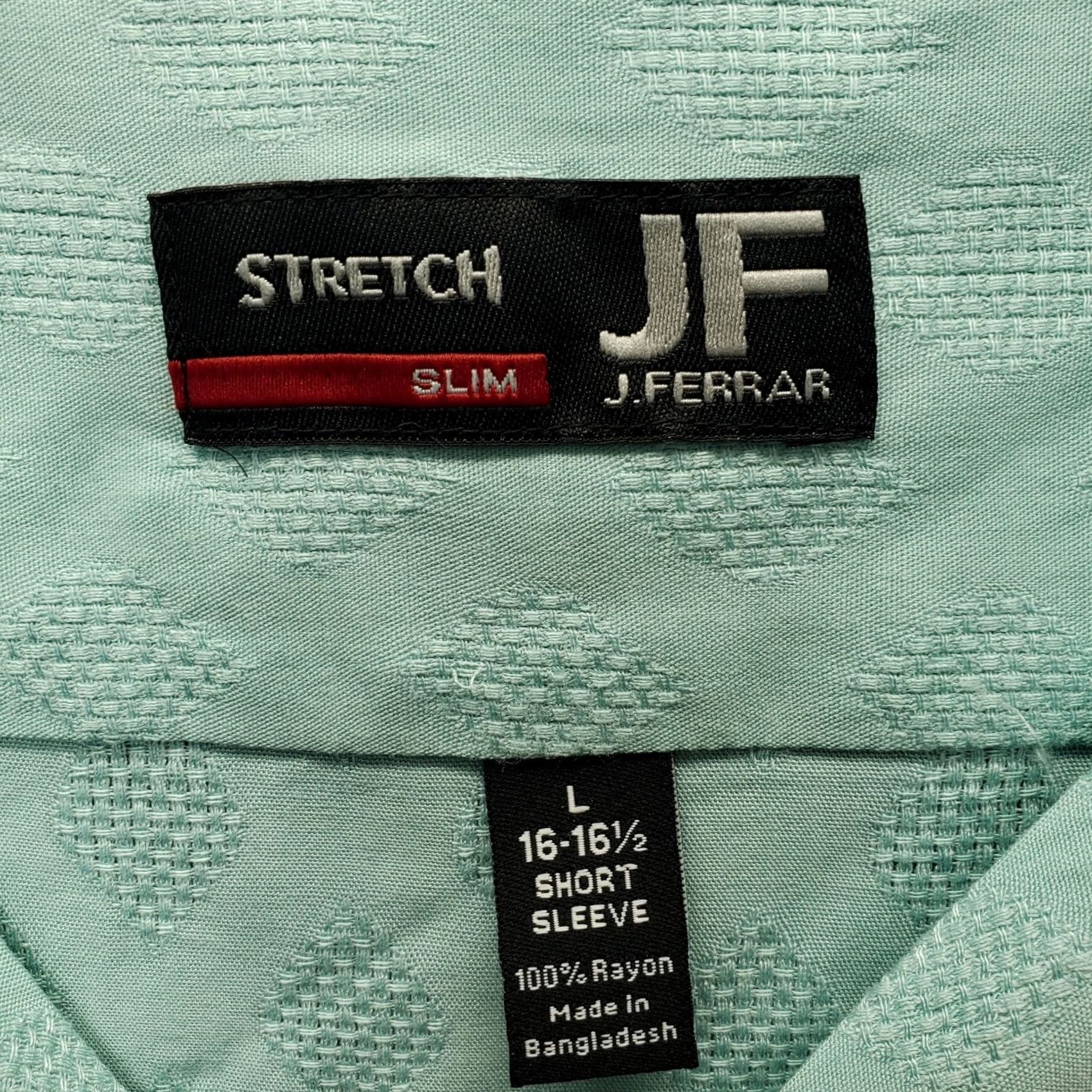 Vintage J. Ferrar Mens Camp Shirt Green Slim Stretch Short Sleeve Button-Up Shirt Size US L / EU 52-54 / 3 - 6 Thumbnail