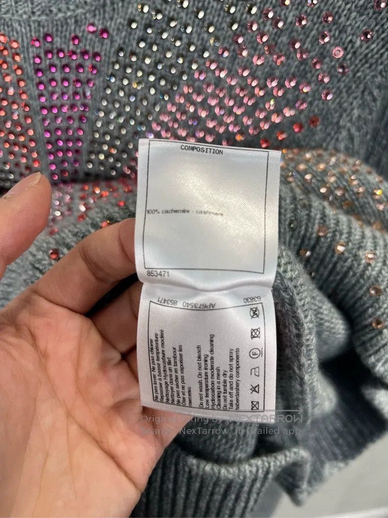 Chanel Chanel Gray rhinestone letter logo long-sleeved knitwear s Size XXS / US 00 / IT 34 - 6 Thumbnail