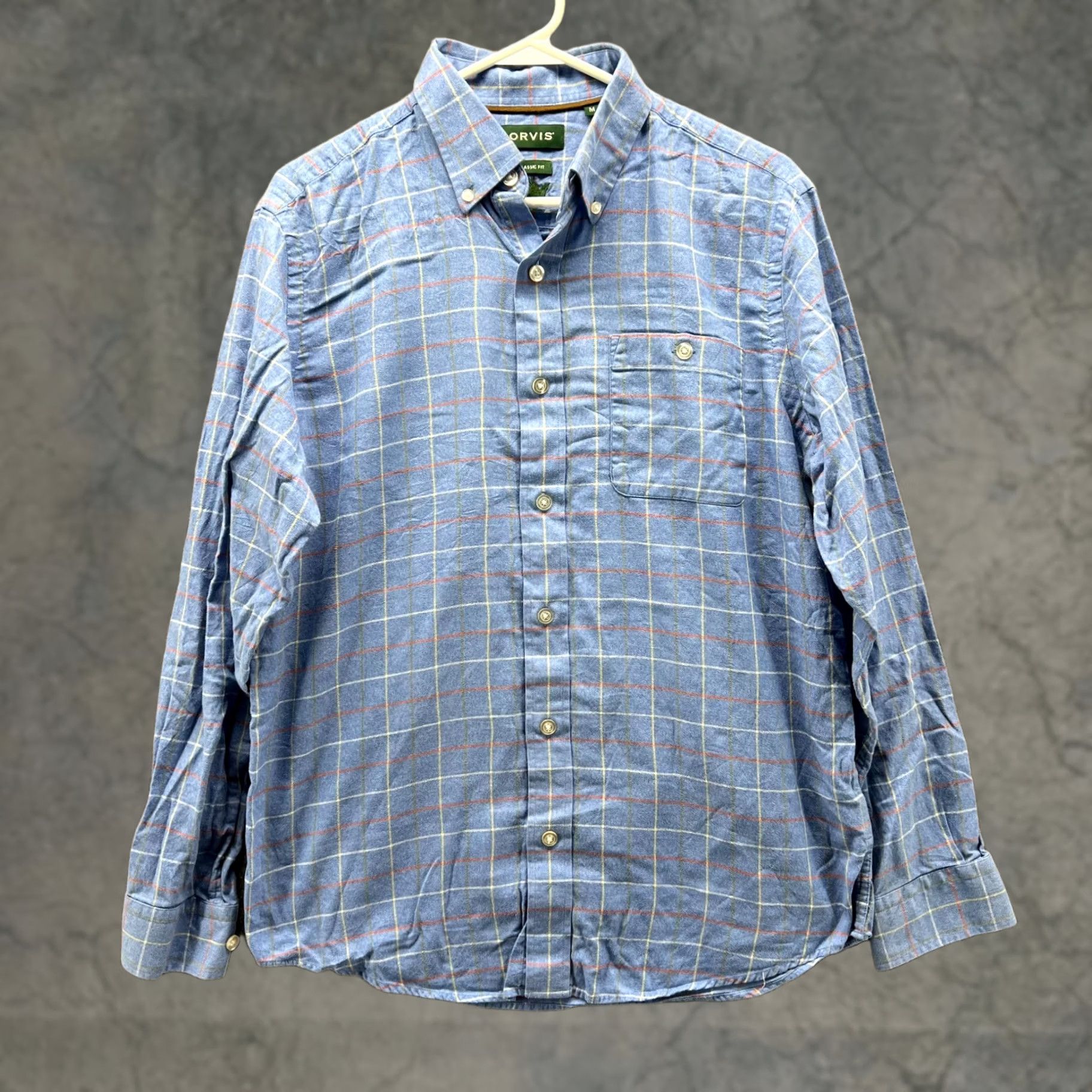 Orvis Orvis Shirt Men Medium Adult Blue Casual Button Down Check Chambray Classic Fit Size US M / EU 48-50 / 2 - 1 Thumbnail