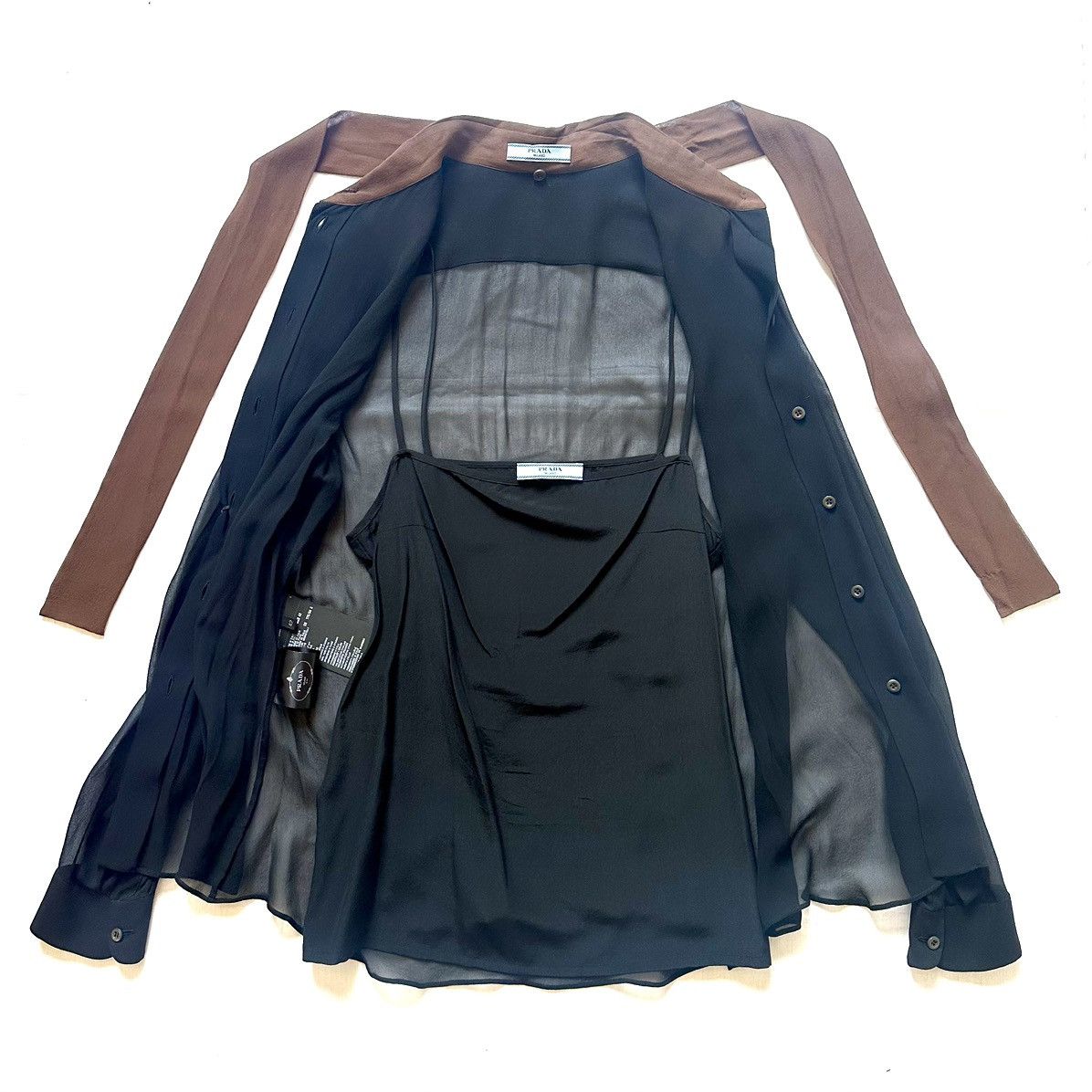 Prada Prada semi-sheer silk blouse with tank top and scarf Size M / US 6-8 / IT 42-44 - 5 Thumbnail
