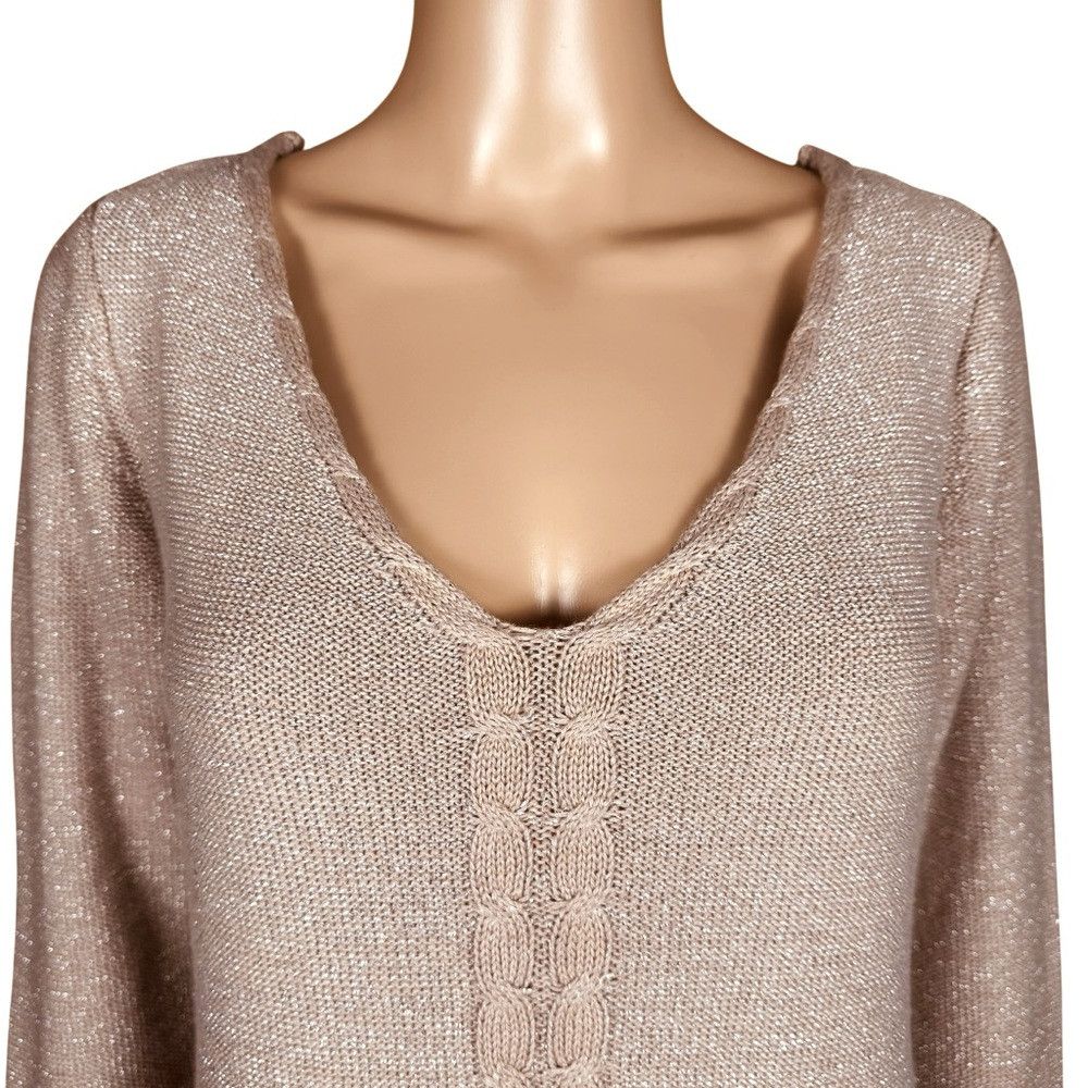 Other Belldini V-neck Lace Back Golden Sparks Knit Sweater Size L Size L / US 10 / IT 46 - 5 Thumbnail