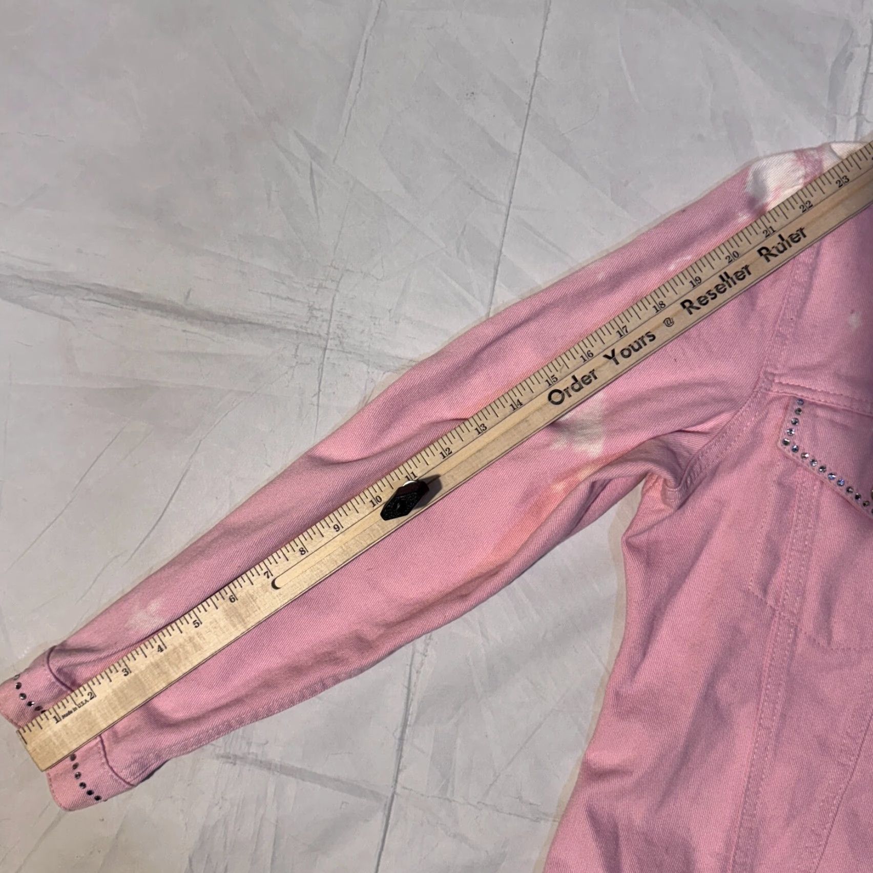 Denime Christine Alexander Pink Rhinestone Denim Jacket Size Small Gemstone Accents Women Size S / US 4 / IT 40 - 6 Thumbnail