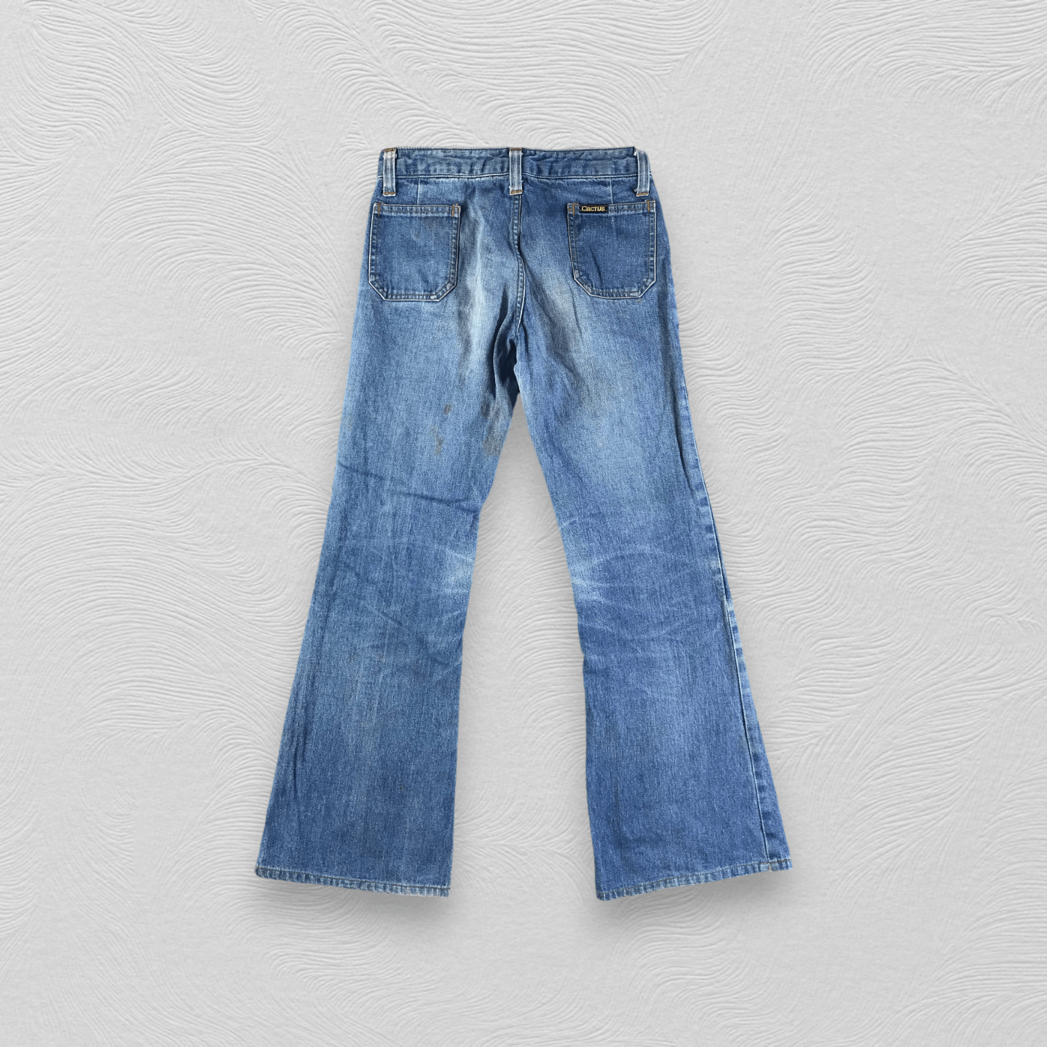 Japanese Brand Vintage Flare Cactus Jeans Dirty Wash Denim KJ2422 Size US 27 - 2 Thumbnail