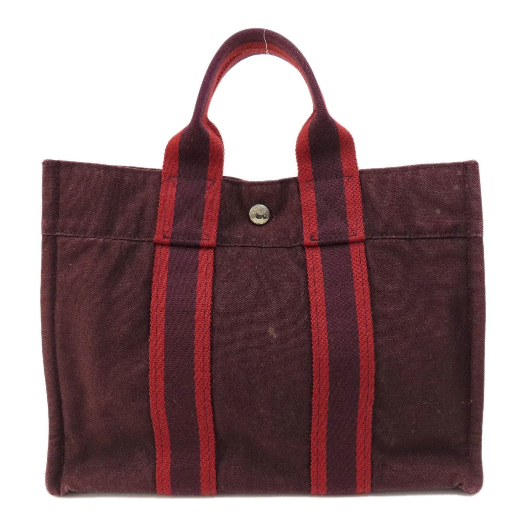 image of Hermes Sac Foul Tou Pm Handbag Canvas Women's in Red