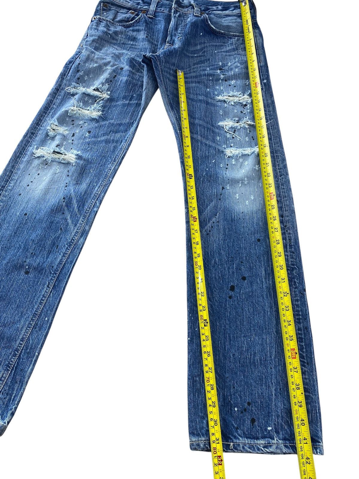 Japanese Brand Blue Trip Ripped With Paint Splatter Straight Leg Jeans Size US 32 / EU 48 - 8 Thumbnail