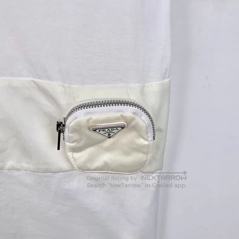 Prada Prada White triangle standard waist bag cotton round-neck Size US S / EU 44-46 / 1 - 4 Thumbnail