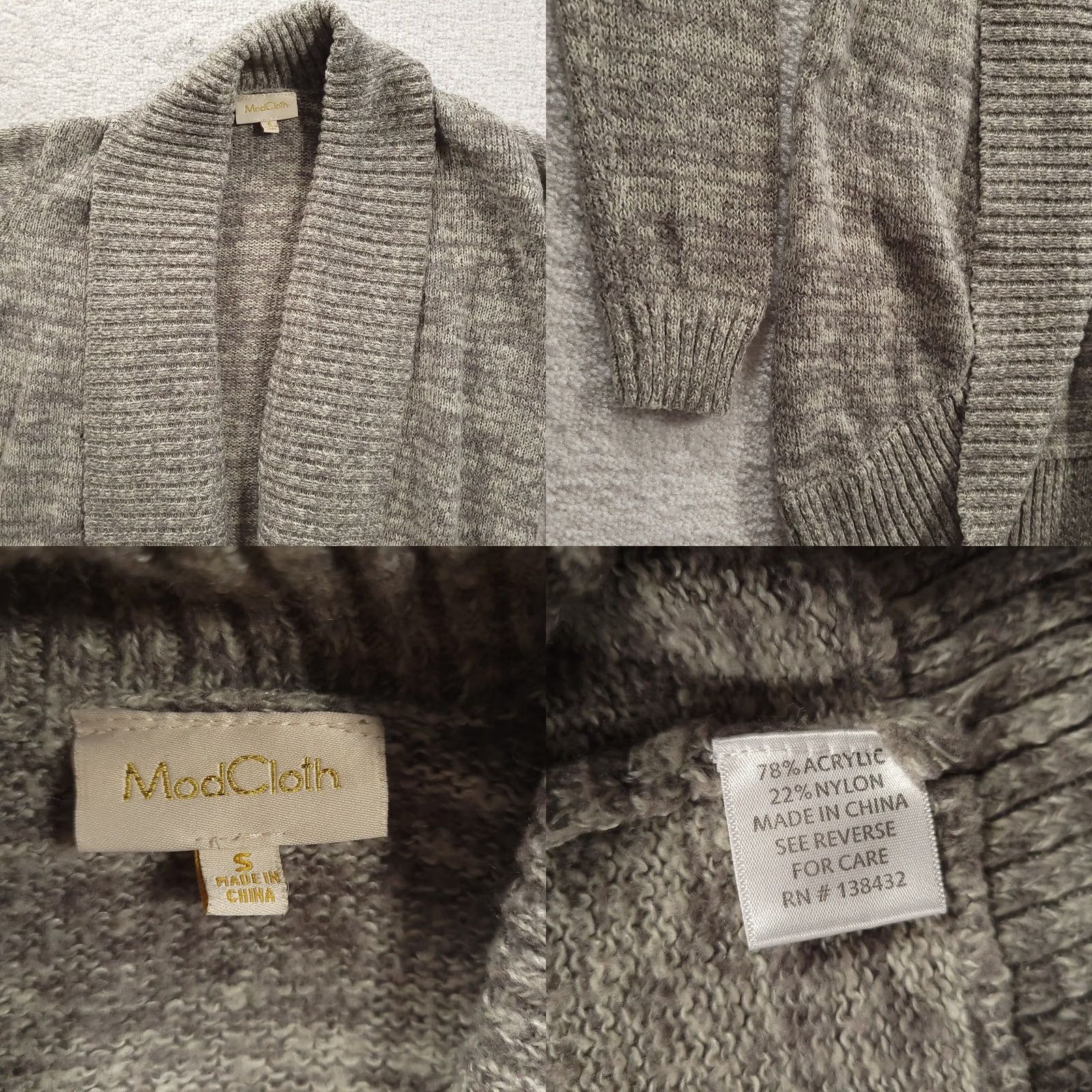 Vintage VINTAGE ModCloth Womens Open Cardigan Knit Heather Gray Sz Small Shawl Collar Size S / US 4 / IT 40 - 8 Thumbnail