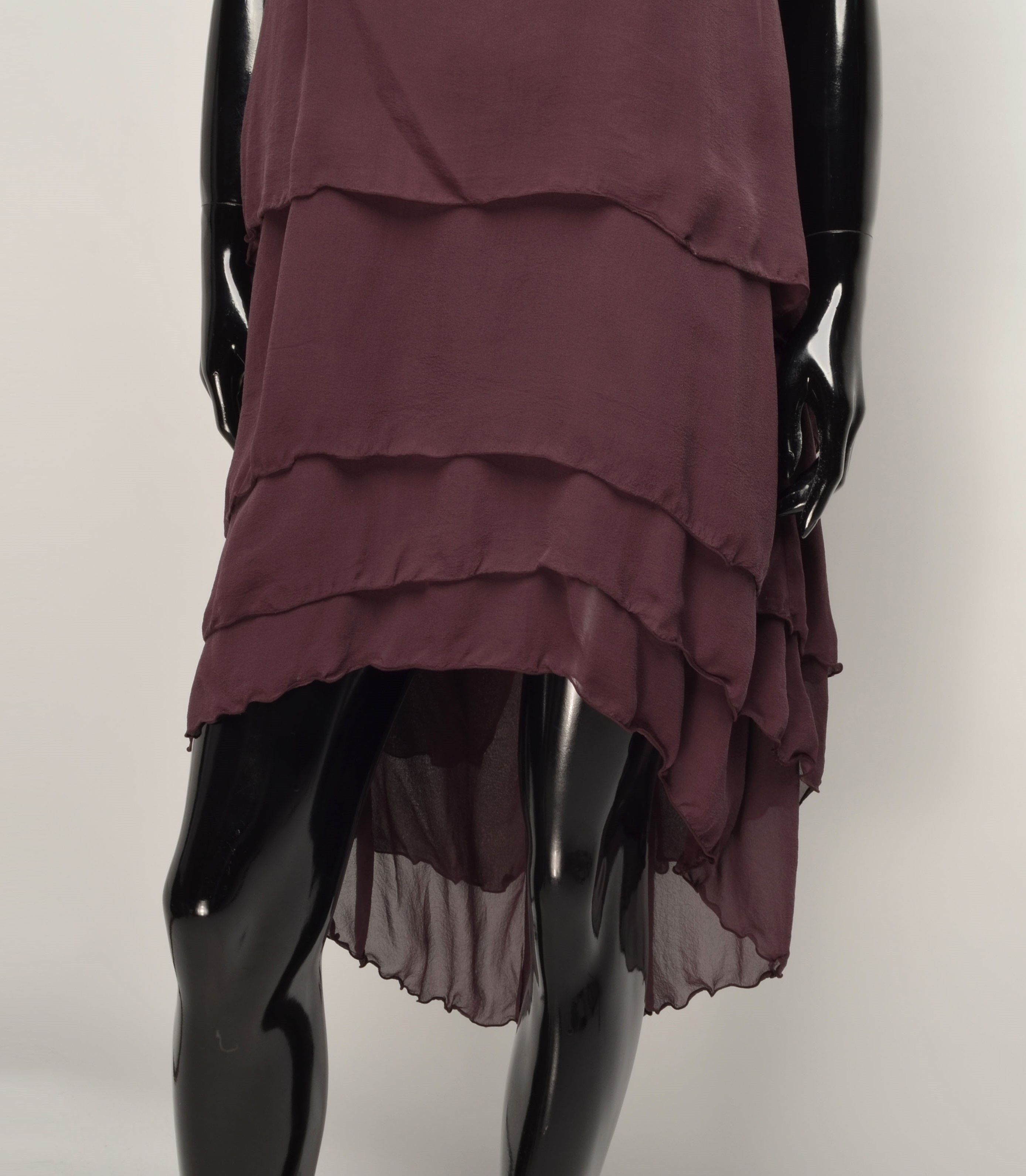 Designer × H&M × Karl Lagerfeld Karl Lagerfeld For H&M Burgundy Silk Flared Mini Dress Size M / US 6-8 / IT 42-44 - 3 Thumbnail