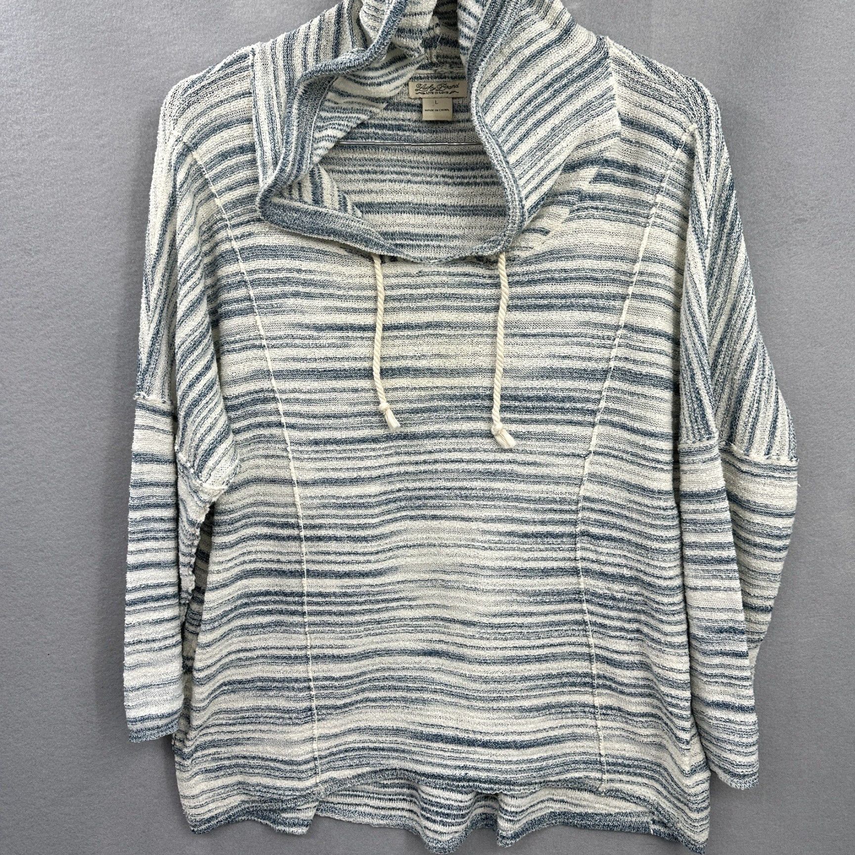 Lucky Brand Lucky Brand Sweater Womens L Hooded Striped Knit Casual Boho Modern Classic 90s Read Women, Blue Sm Home Fashion Size L / US 10 / IT 46 - 2 Thumbnail