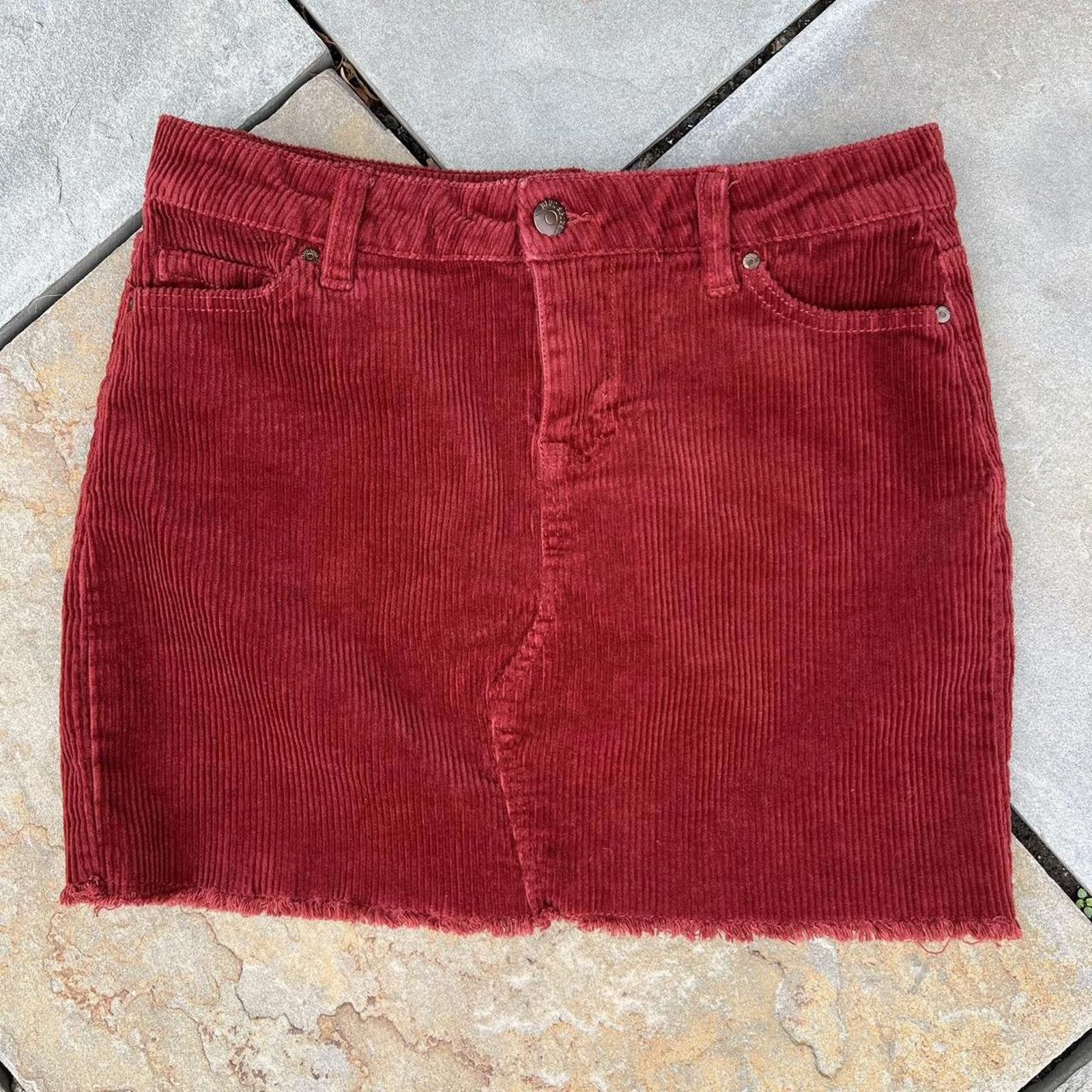 Other Y2K Burgundy Wide Wale Corduroy Mini Skirt Size 32" / US 10 / IT 46 - 1 Thumbnail
