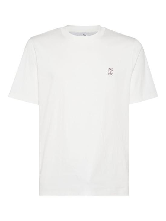 Tシャツ・カットソー BRUNELLO CUCINELLI Men T-shirt White M0B138485 CC770 T-shirt with print for Man in White | Brunello Cucinelli