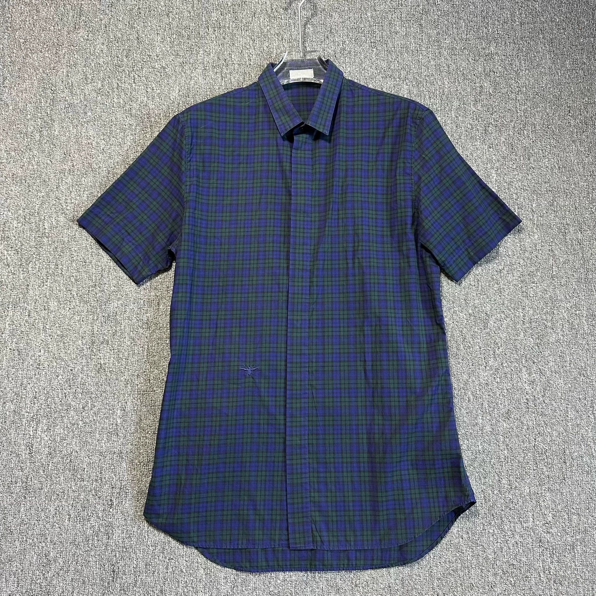 Dior Dior Short Sleeve Shirt in Dark Blue Check Size US M / EU 48-50 / 2 - 1 Thumbnail