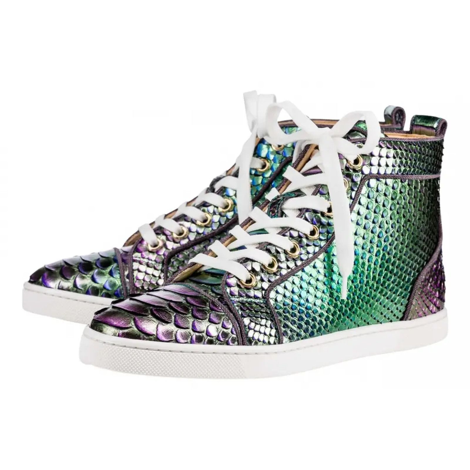 Christian Louboutin Bip Bip Orlato Flat Python Snakeskin High Top Sneaker 41 Size US 11 / IT 41 - 1 Thumbnail