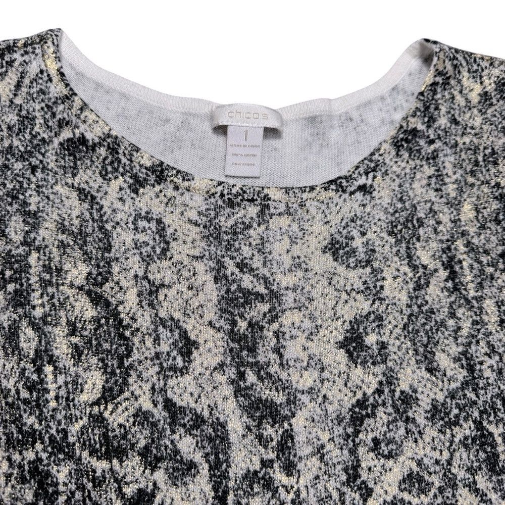Chicos Chico's Round Neck Long Sleeve Lace Print Knit Sweater Size Size M / US 6-8 / IT 42-44 - 7 Thumbnail