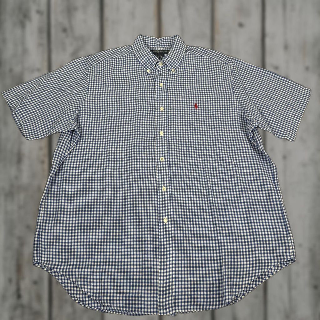 Polo Ralph Lauren Polo Ralph Lauren Shirt Mens XL Casual Short Sleeve Gingham Check Button-Up Blue White Size US XL / EU 56 / 4 - 1 Thumbnail