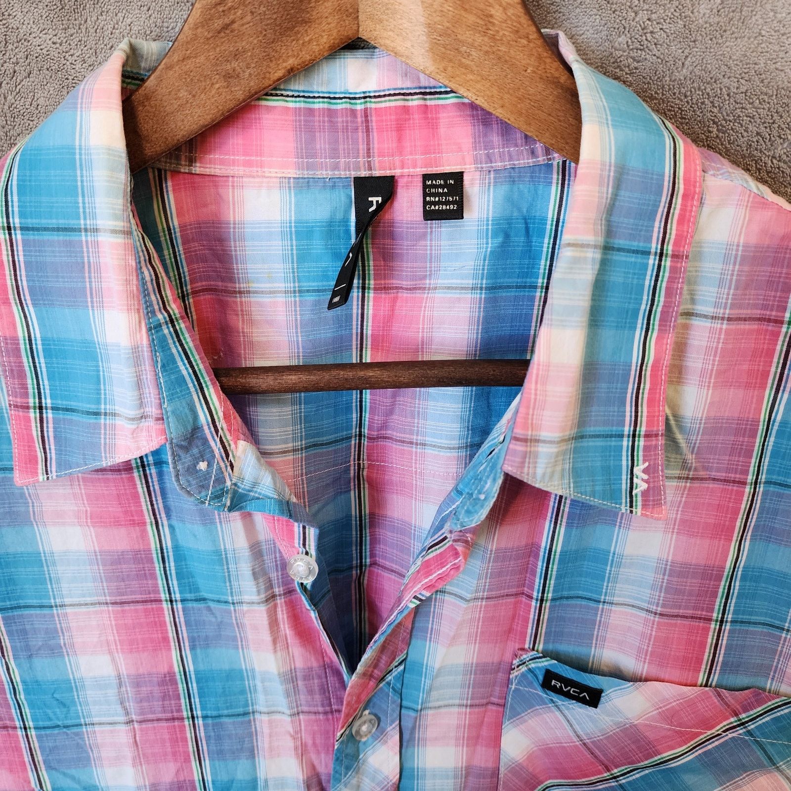 RVCA RVCA Men's Large Grid Windowpane Shirt Size US L / EU 52-54 / 3 - 6 Thumbnail