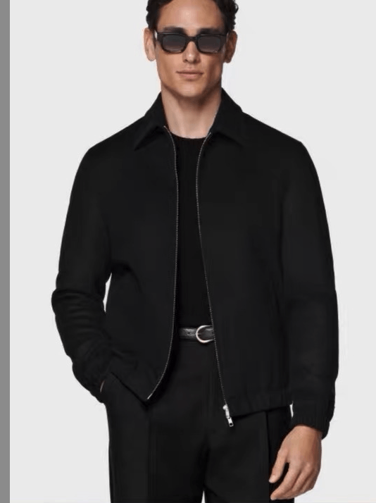 Suitsupply Suitsupply Black Cashmere Blend Casual Bomber Jacket, Size US M / EU 48-50 / 2 - 2 Thumbnail