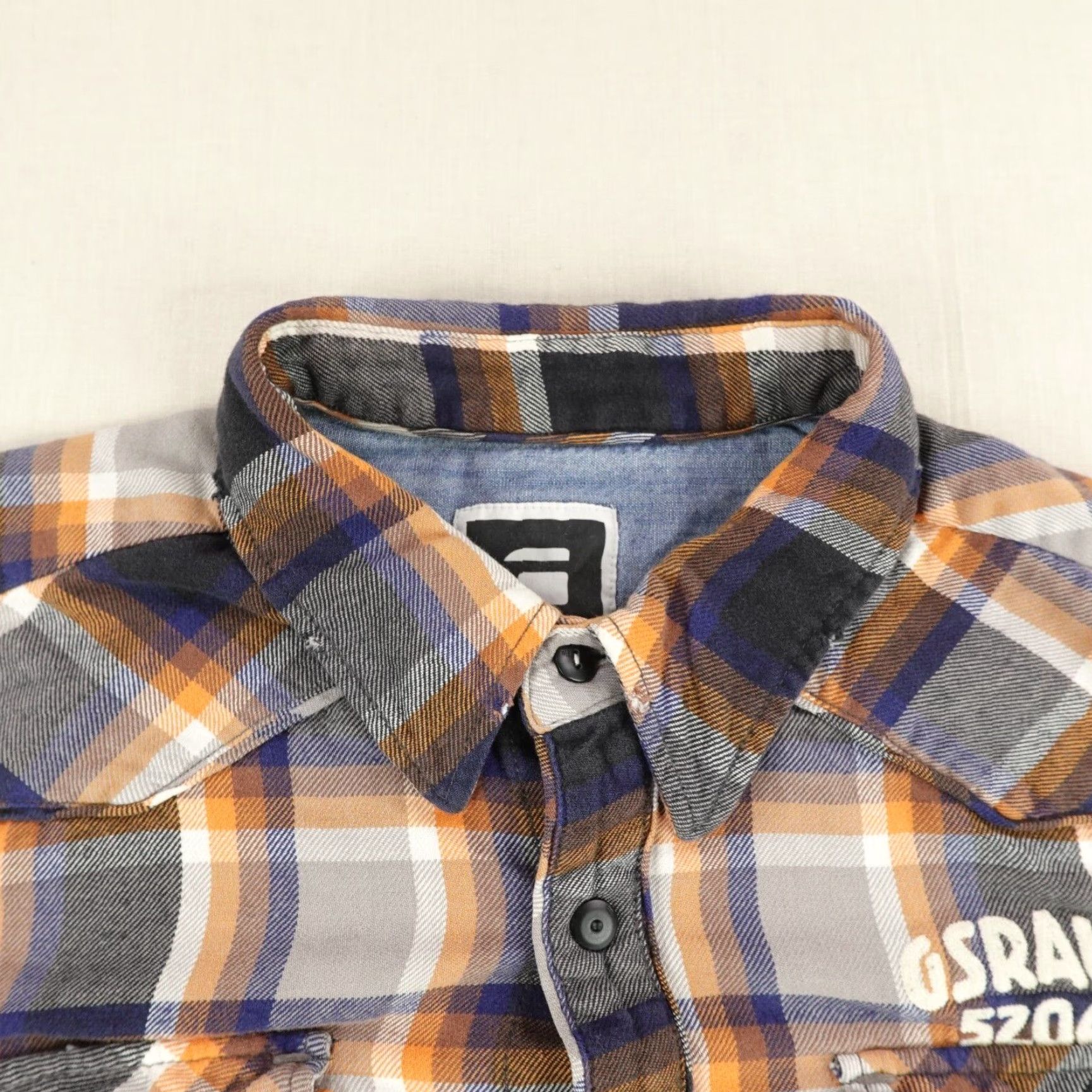 G-Star G-STAR Raw Shirt Mens XL Gray Orange Plaid Flannel Button-Up Collared Pocketed 100% Cotton Casual Outdoor Mens XL Orange Plaid Shirt Size US XL / EU 56 / 4 - 2 Thumbnail