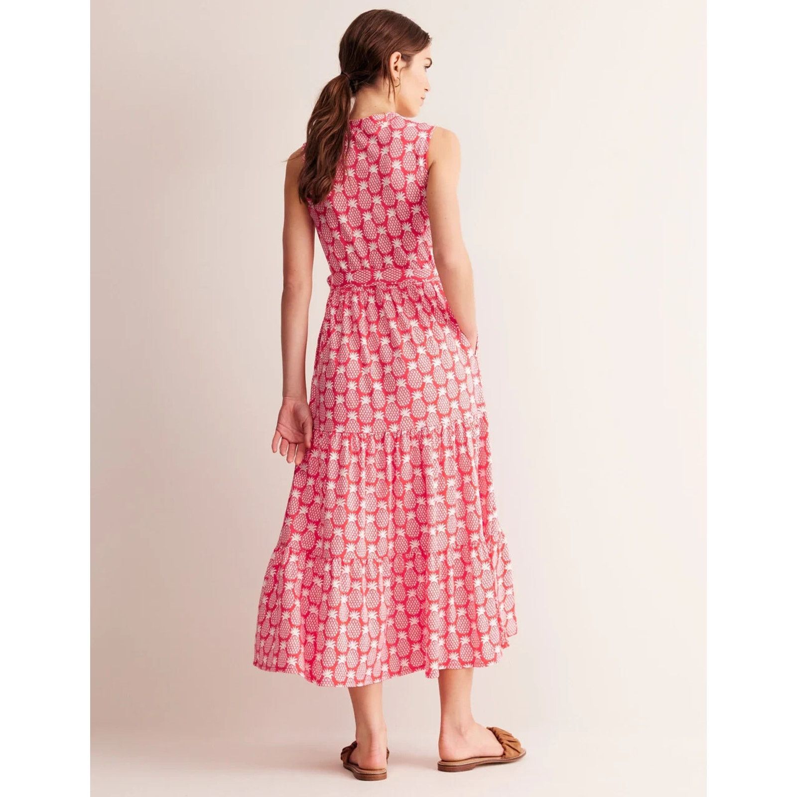 Boden Boden Orange White Pineapple Naomi Notch Collar Maxi Dress 6 Size S / US 4 / IT 40 - 2 Thumbnail