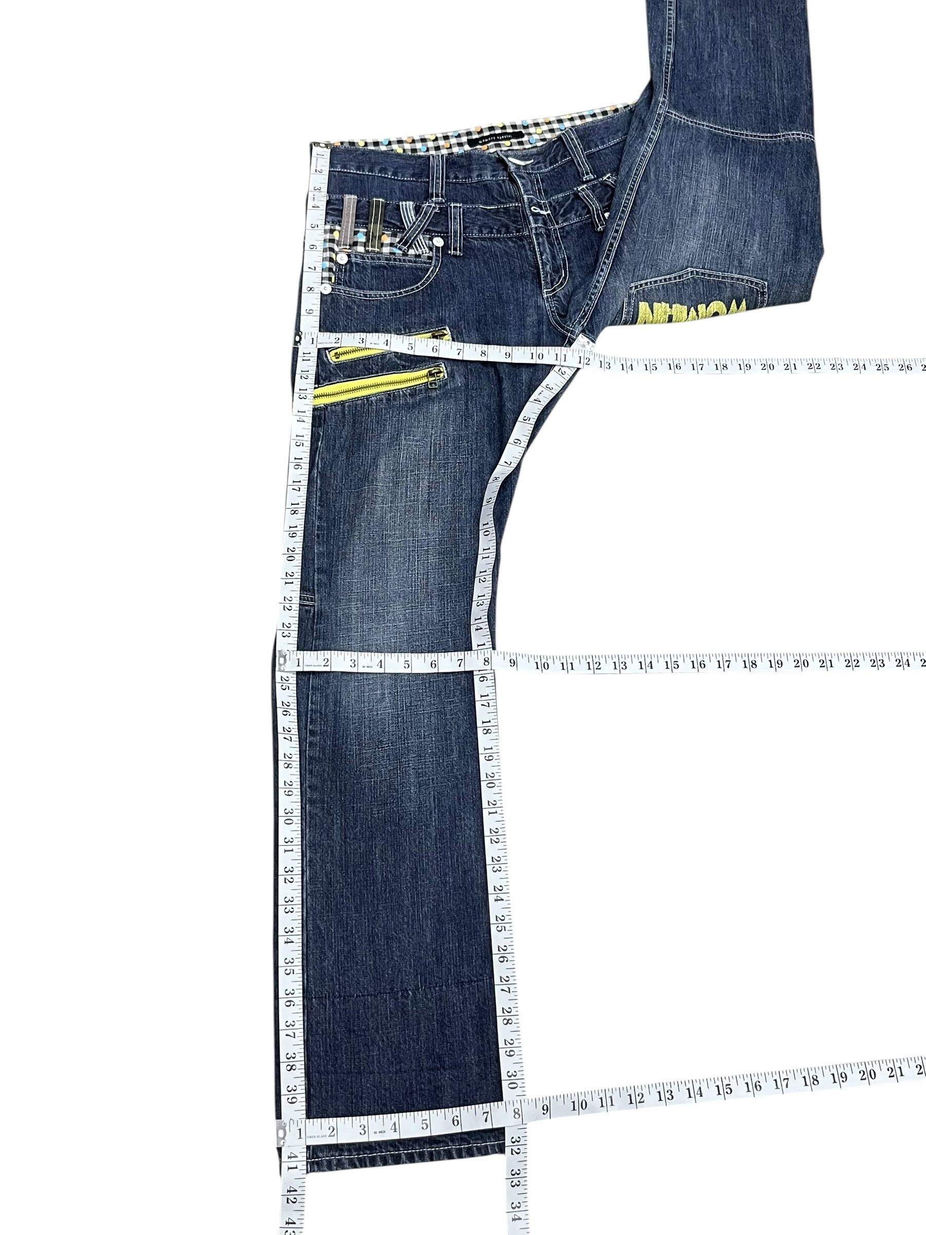 Chronicles Of Never "NEVER TRUST WOMAN" Bondage Zip Grunge Double Waist Denim Size US 32 / EU 48 - 12 Thumbnail