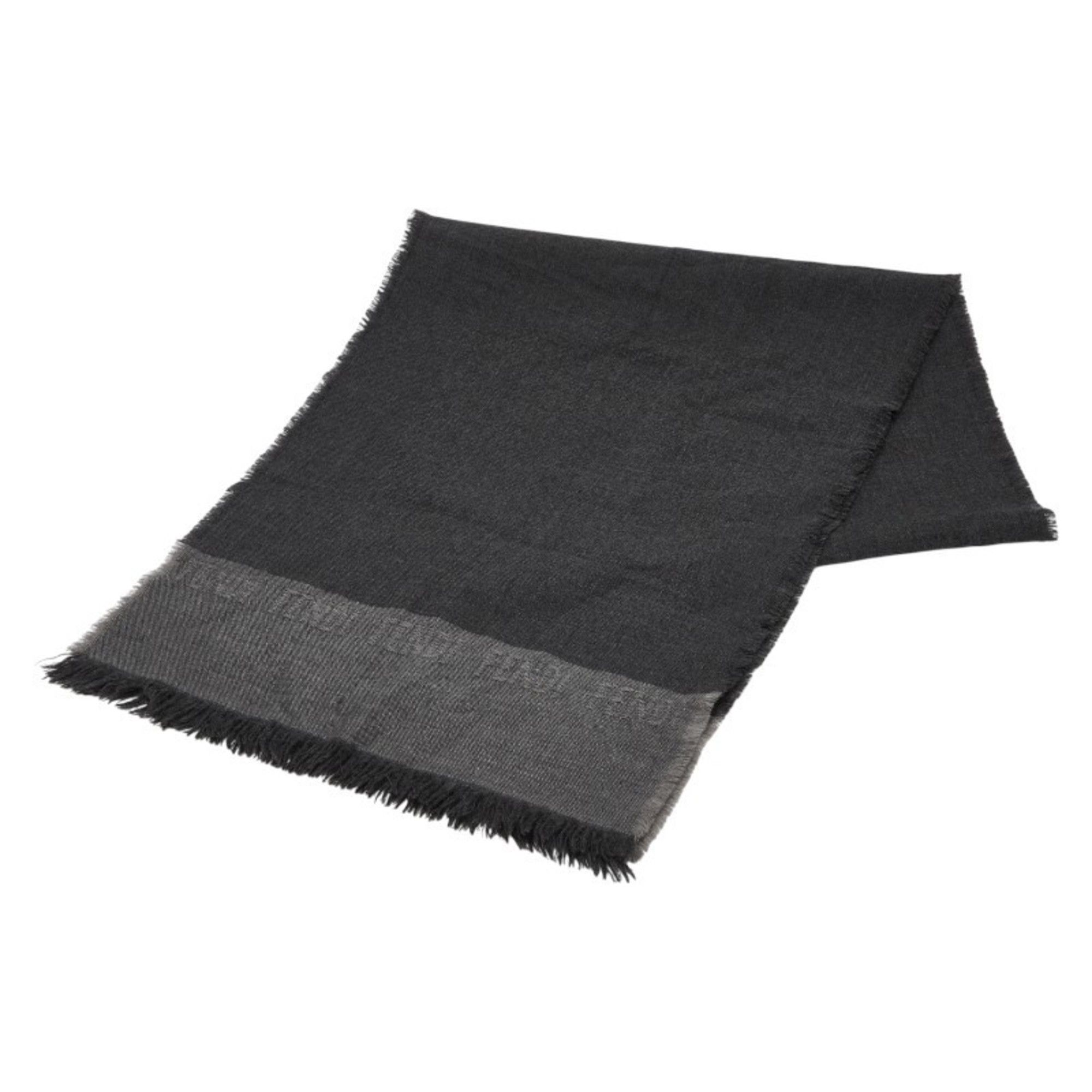 Fendi Fendi logo fringe scarf, grey wool, women's Size ONE SIZE - 1 Thumbnail