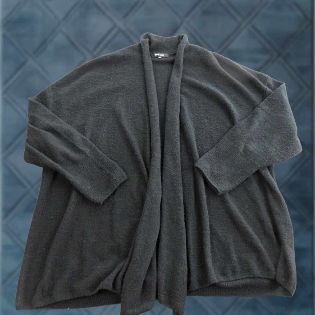 Pas de Calais Pas De Calais Cardigan Womens 34 Black Wool Open Front Knit V-Neck Sweater Size XXS / US 00 / IT 34 - 1 Thumbnail