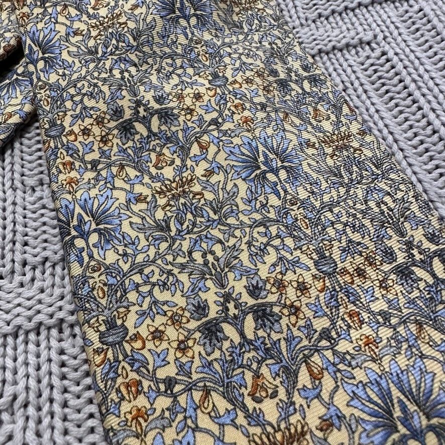 Vintage Vintage MET blue and yellow floral silk tie Size ONE SIZE - 2 Thumbnail