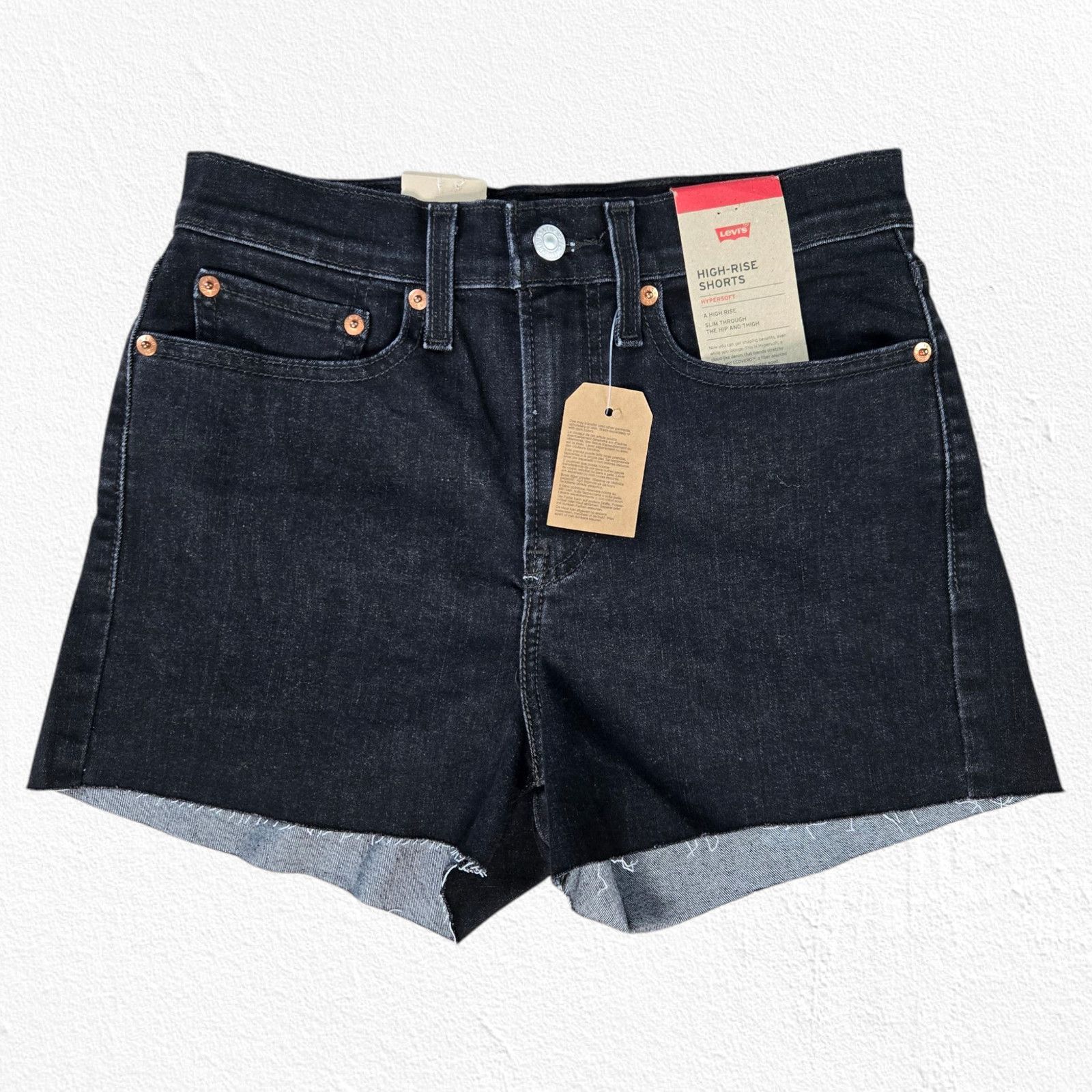 Levi's Levi's Black High Rise Cut Off Denim Shorts Size 27 Size 27" / US 4 / IT 40 - 2 Thumbnail