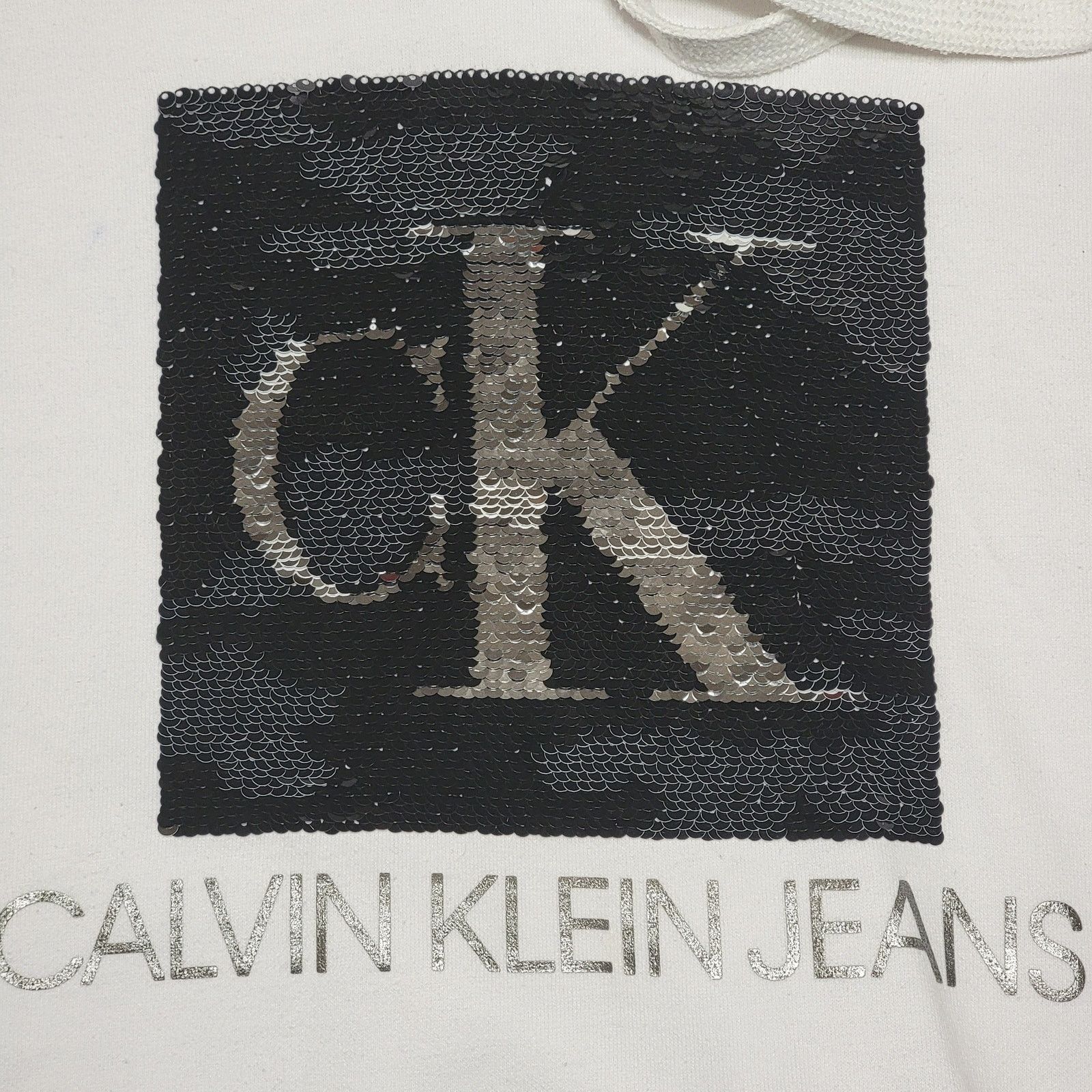 Calvin Klein Calvin Klein Jeans LS Hoodie w/ 2-Way Sequin - Size Large Size L / US 10 / IT 46 - 2 Thumbnail