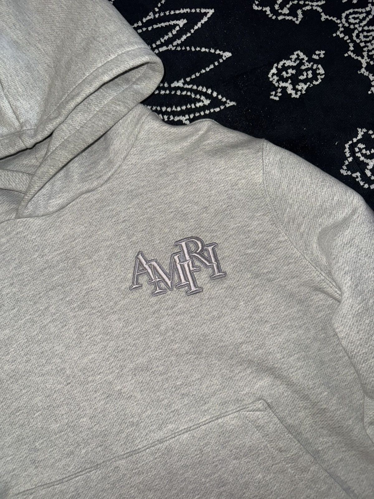 Amiri AMIRI STAGGERED LOGO GREY HOODIE Size US S / EU 44-46 / 1 - 9 Thumbnail